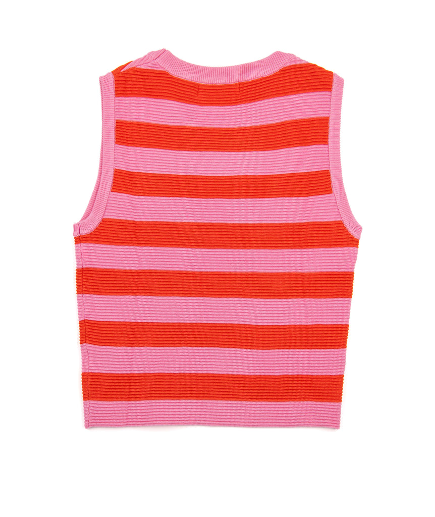 8apart Women Sunny Pink/Orange Striped Knit Tank Womens Casual Tops 8apart   