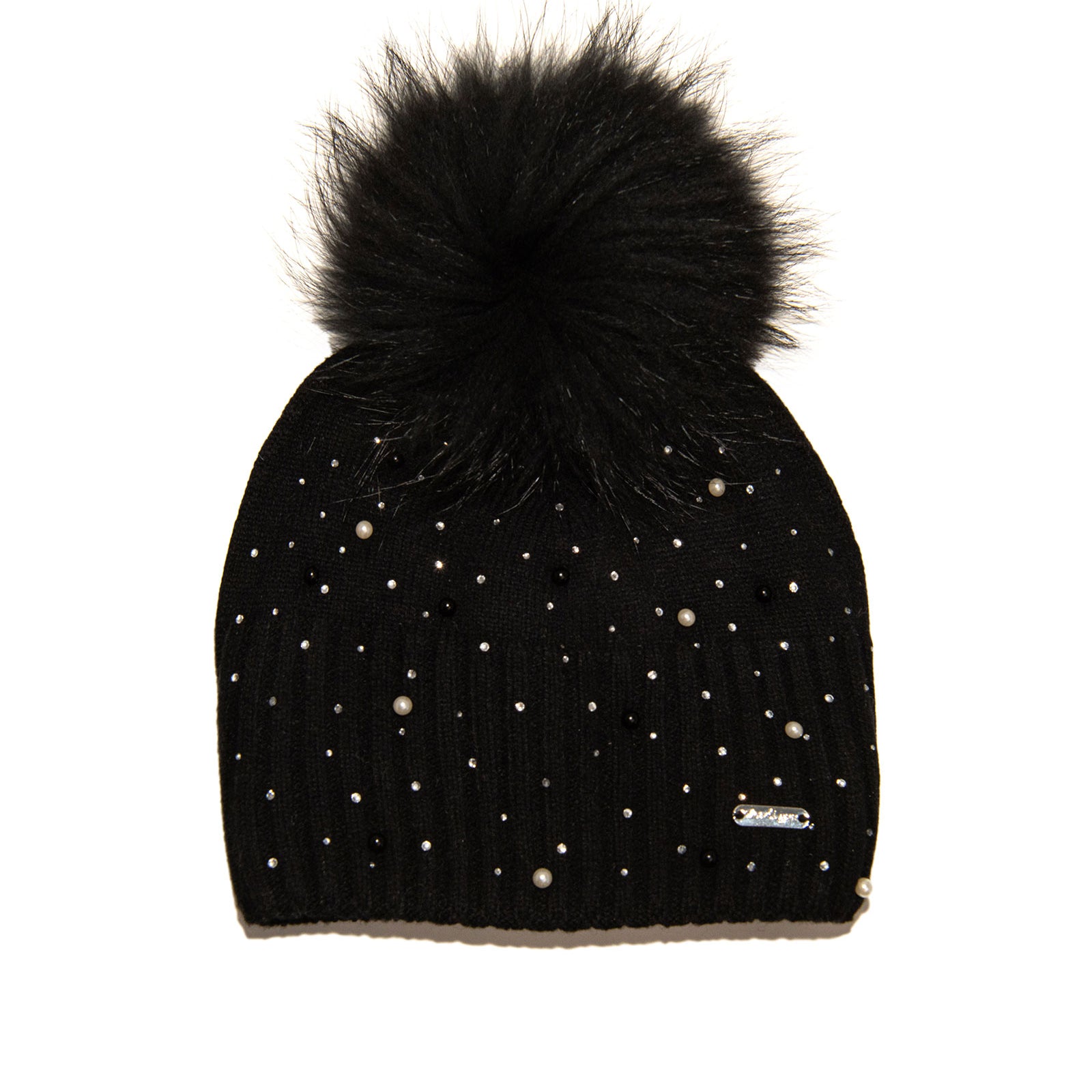 Pearl and Crystal Winter Hat Women Accessories Bari Lynn Black Juniors/Women One Size Fits Most