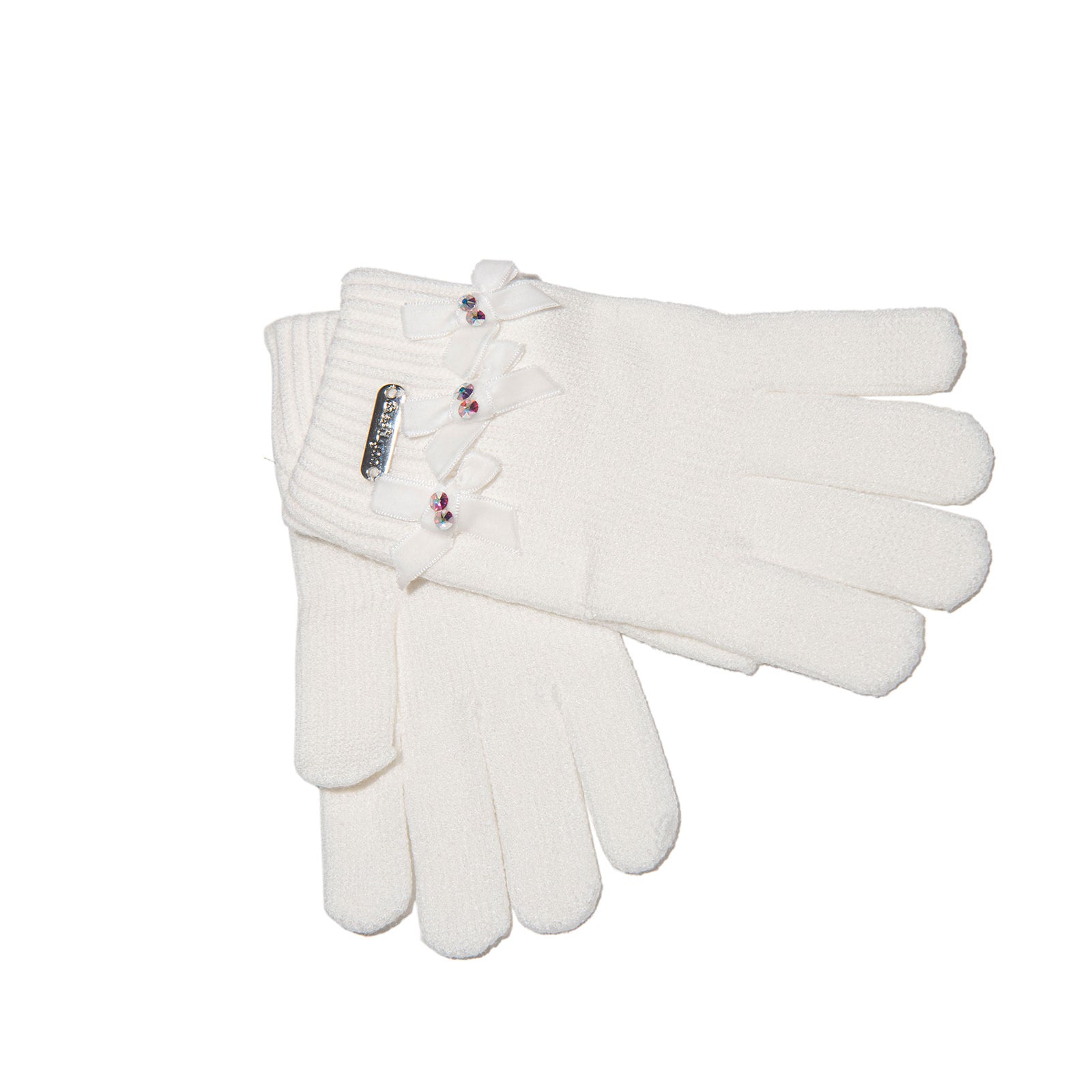 Bari Lynn Velour Bows Winter Gloves Accessories Bari Lynn Ivory One Size Fits Most (Y/7-Y/14)