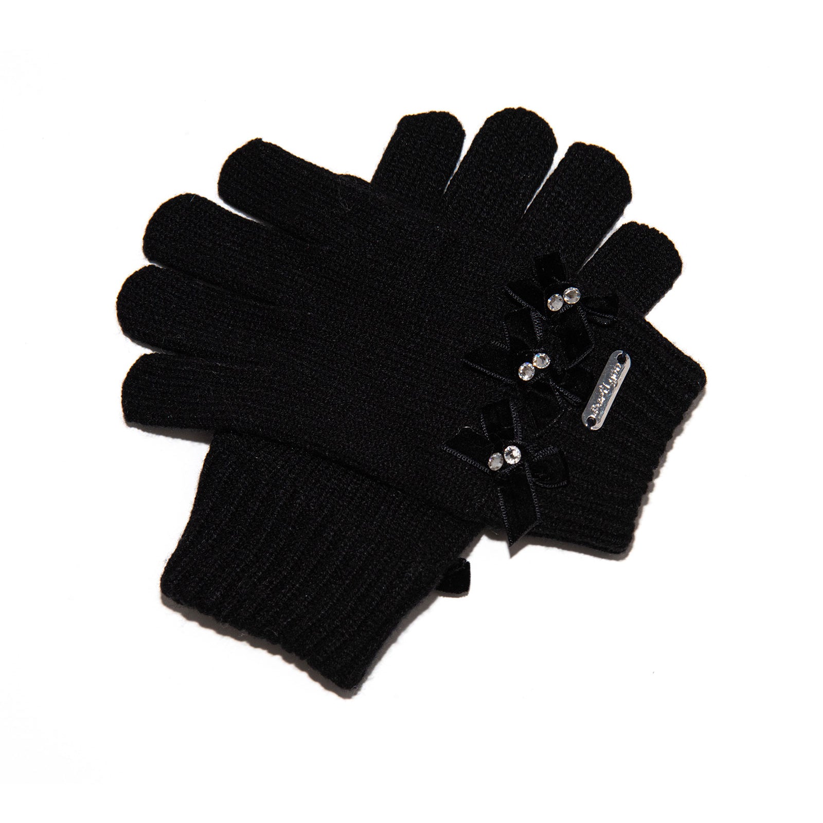 Bari Lynn Velour Bows Winter Gloves Accessories Bari Lynn Black One Size Fits Most (Y/7-Y/14)