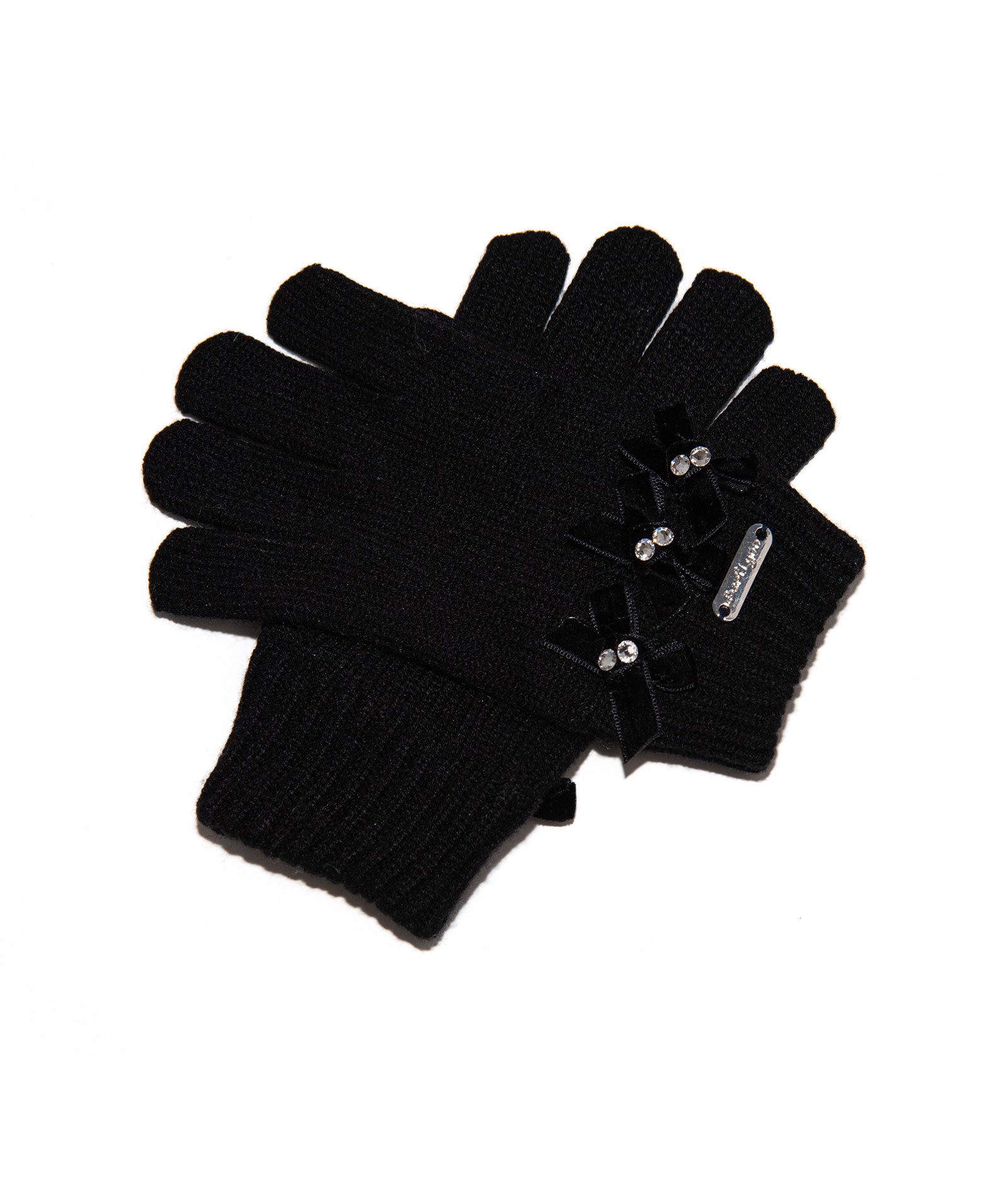 Bari Lynn Velour Bows Winter Gloves Accessories Bari Lynn Black One Size Fits Most (Y/7-Y/14)