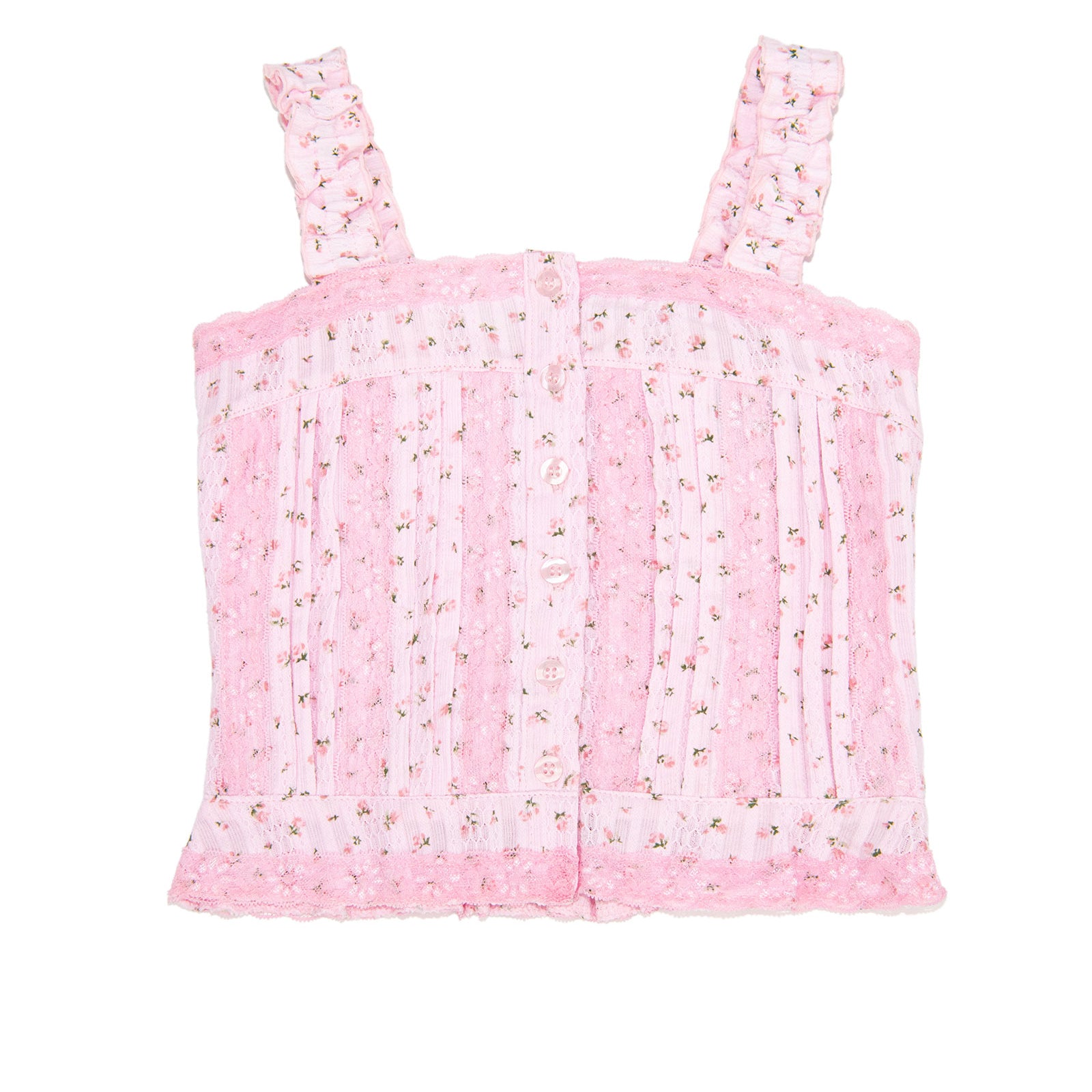 FBZ Girls Cameron Pink Floral Lace Tank