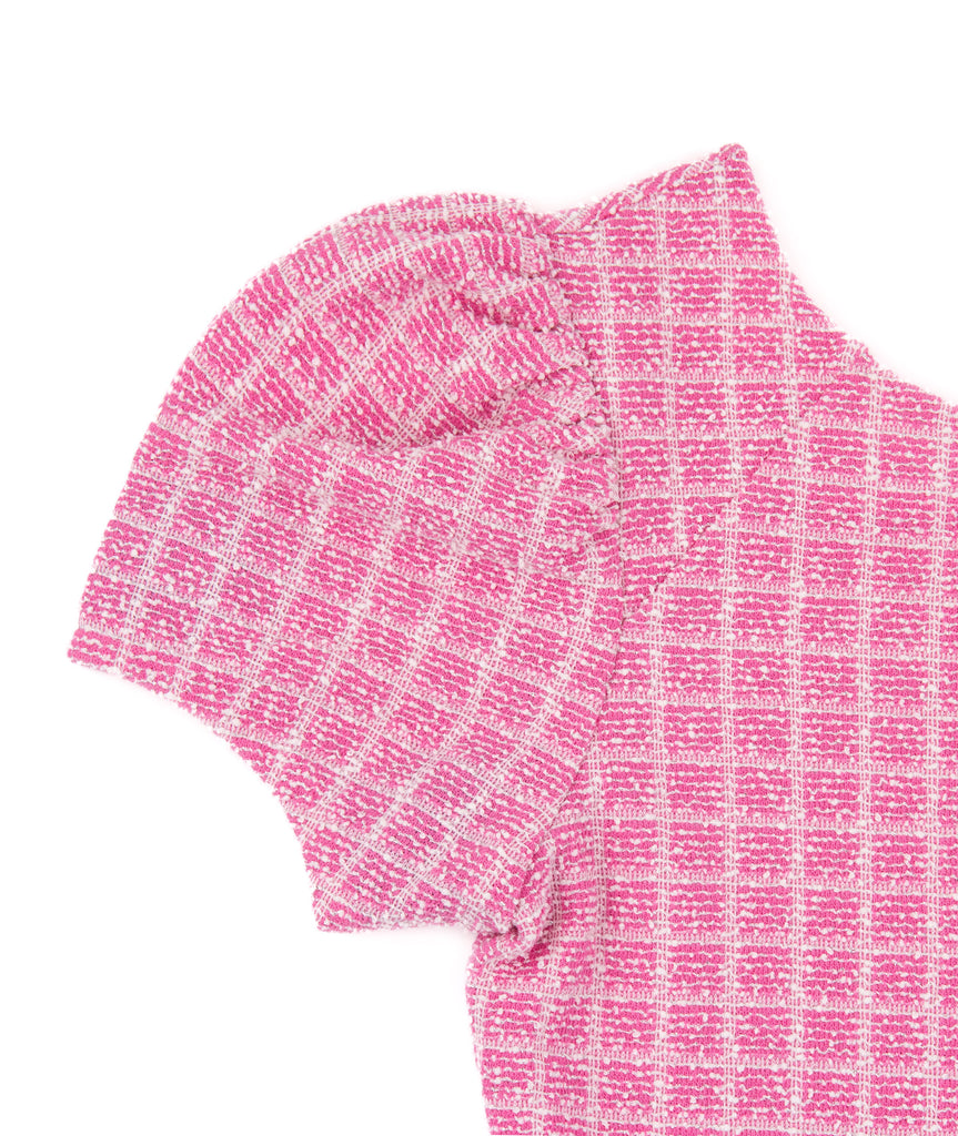 By Debra Girls Hot Pink Boucle Puff Sleeve Sheath Dress Girls Special Dresses By Debra   
