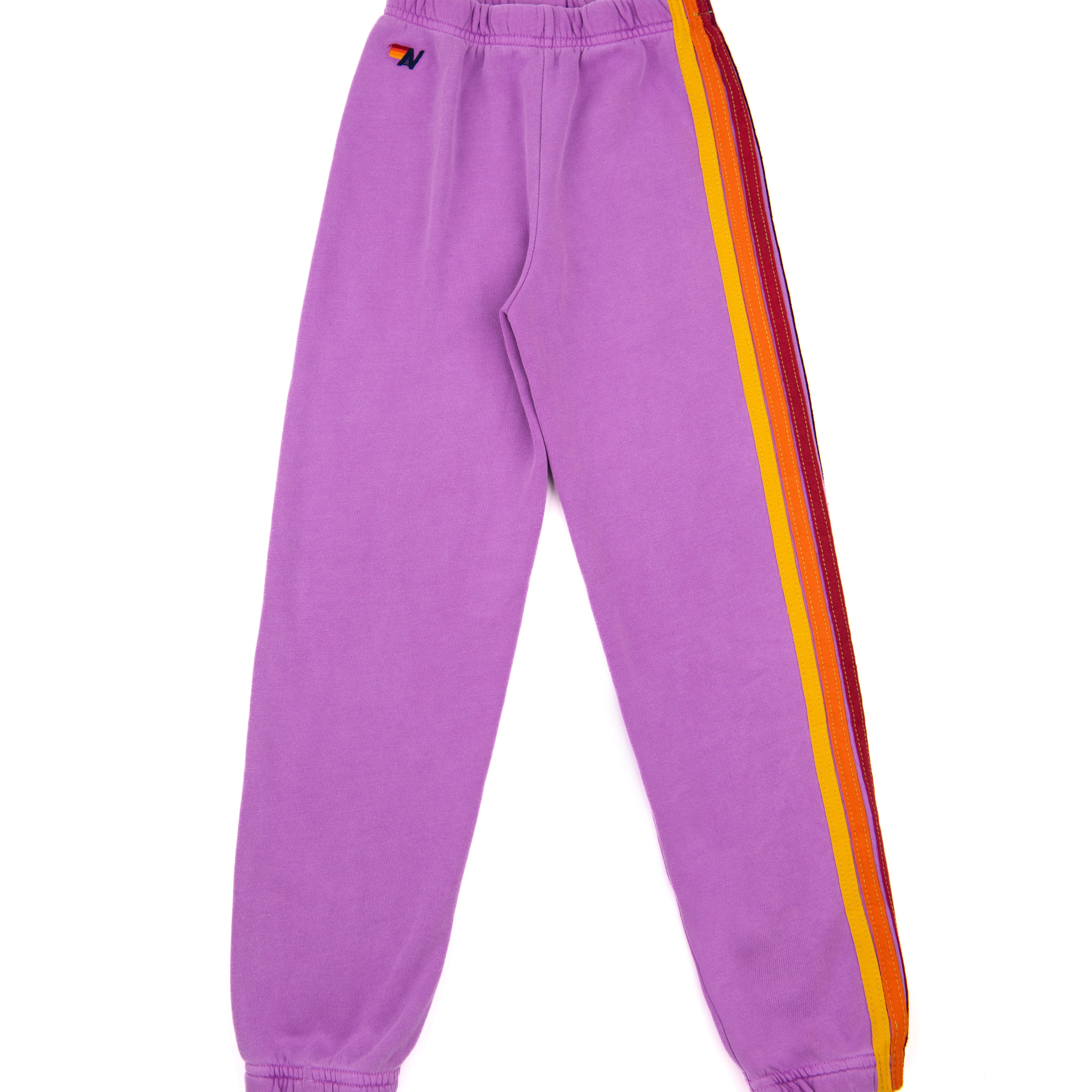 Aviator Nation Kids 5 Stripe Sweatpants Girls Casual Bottoms Aviator Nation Neon Purple Y/4