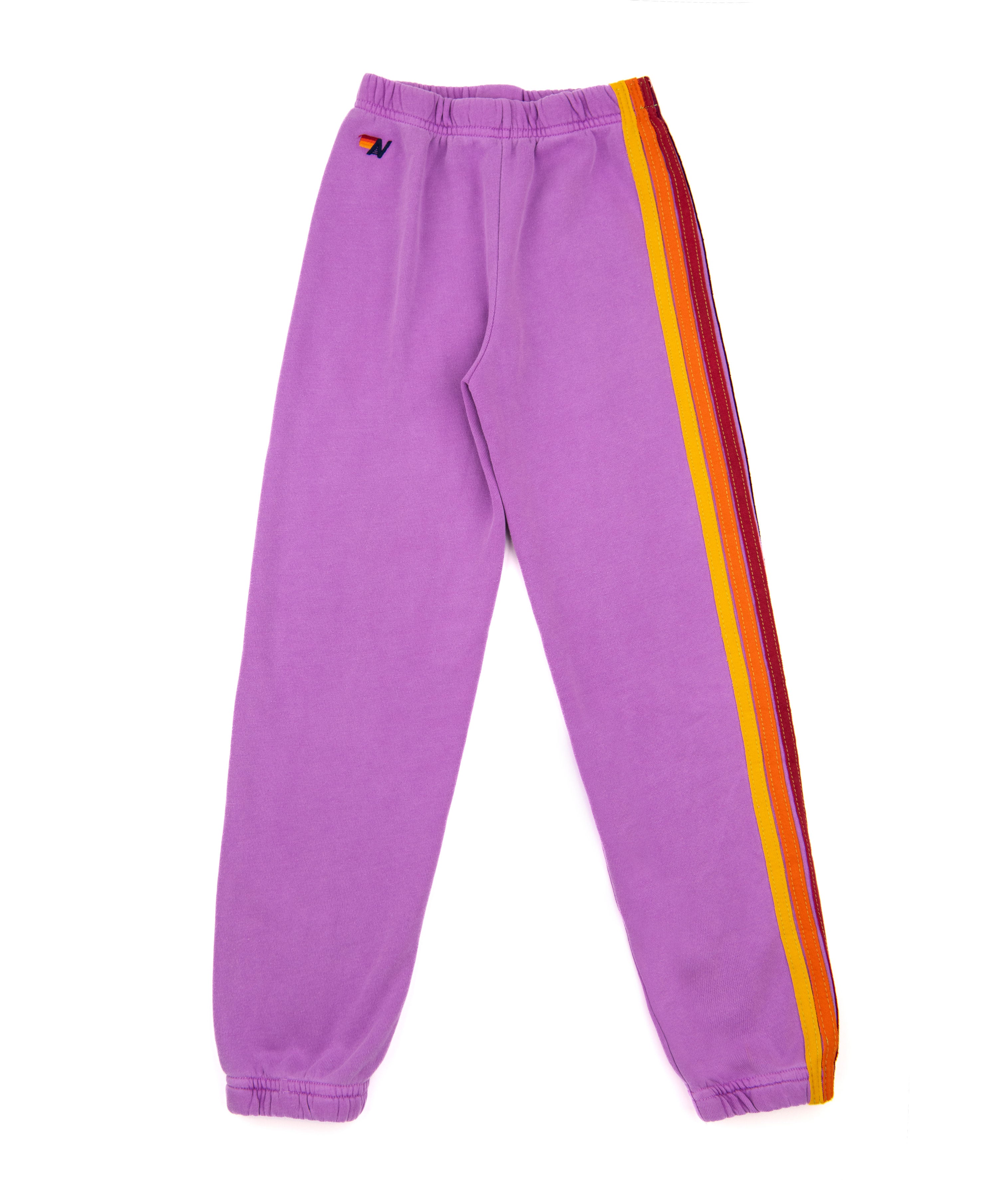 Aviator Nation Kids 5 Stripe Sweatpants Girls Casual Bottoms Aviator Nation Neon Purple Y/4