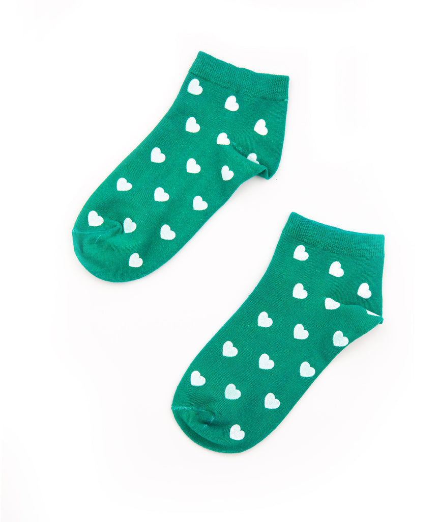 FBZ Girls Heart Socks Accessories FBZ Flowers By Zoe Green One Size Fits Most (Y/7-Y/14) 