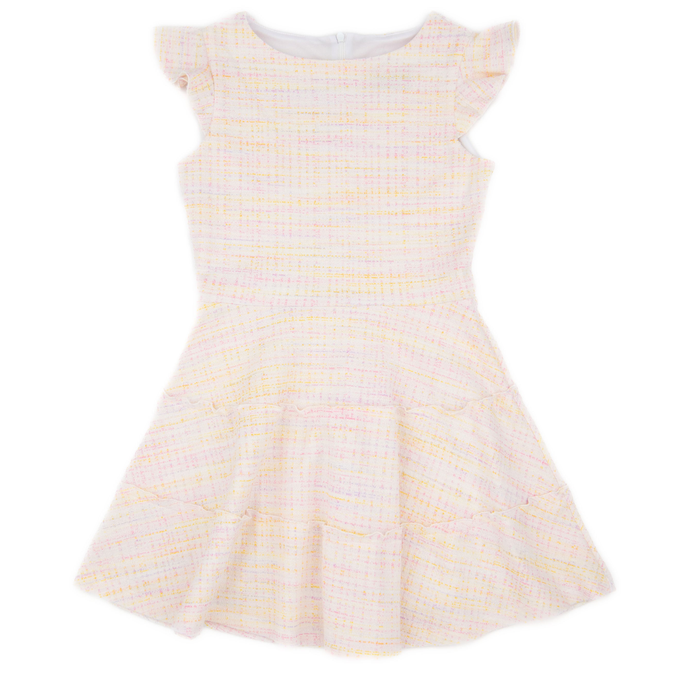 By Debra Girls Sara Pastel Tweed 3 Tier Dress Girls Special Dresses By Debra Multi Y/XS (6X)