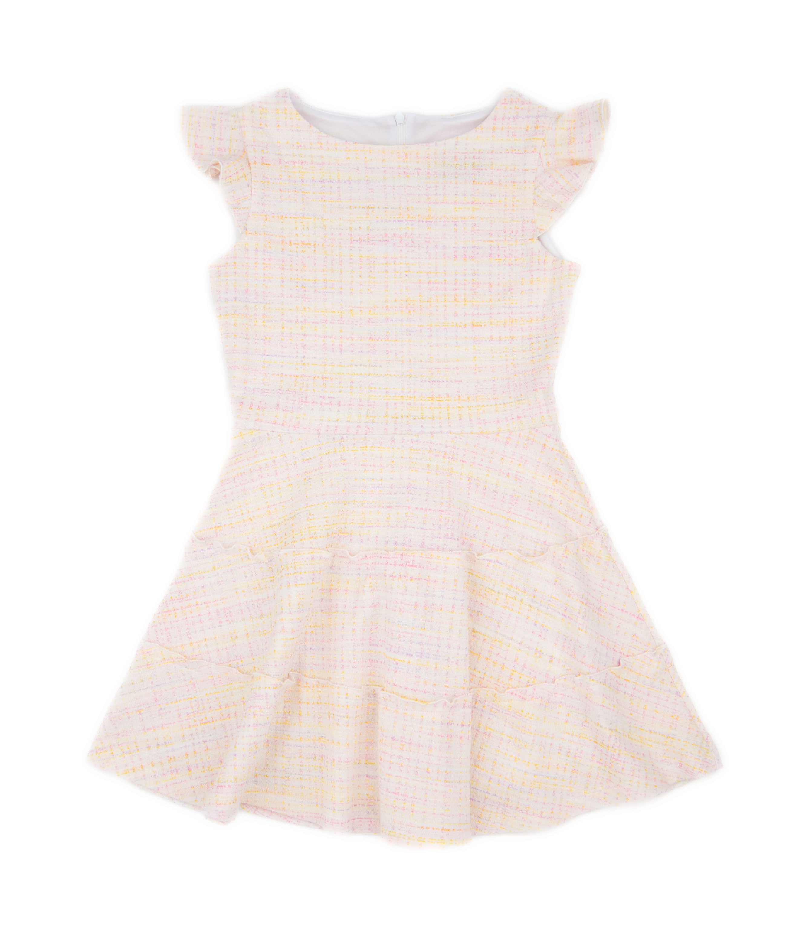 By Debra Girls Sara Pastel Tweed 3 Tier Dress Girls Special Dresses By Debra Multi Y/XS (6X)