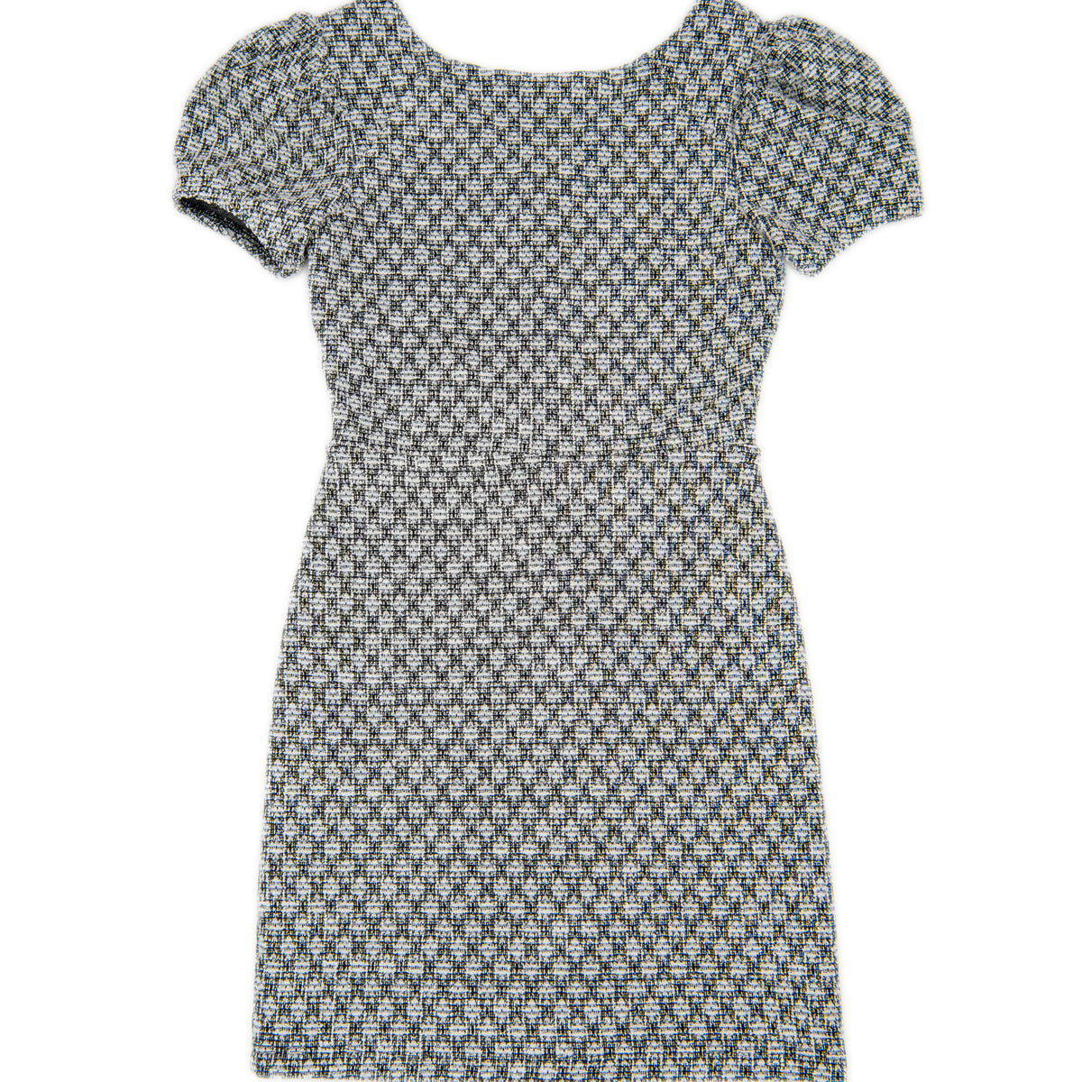 By Debra Girls Milly White/Silver Boucle Flutter Sleeve Sheath Dress