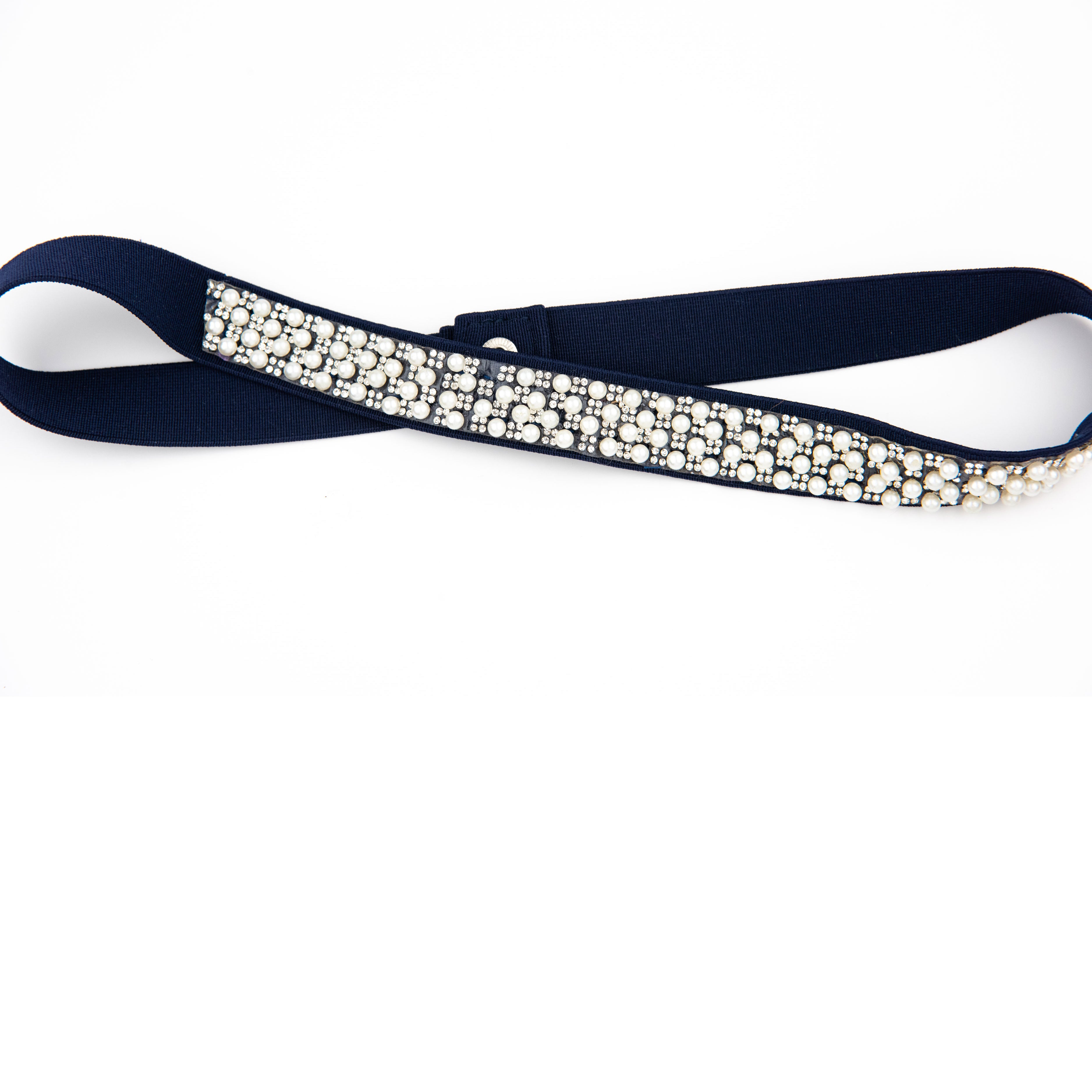 By Debra Girls Pearl Elastic Belt Accessories By Debra Navy Y/S (7/8)