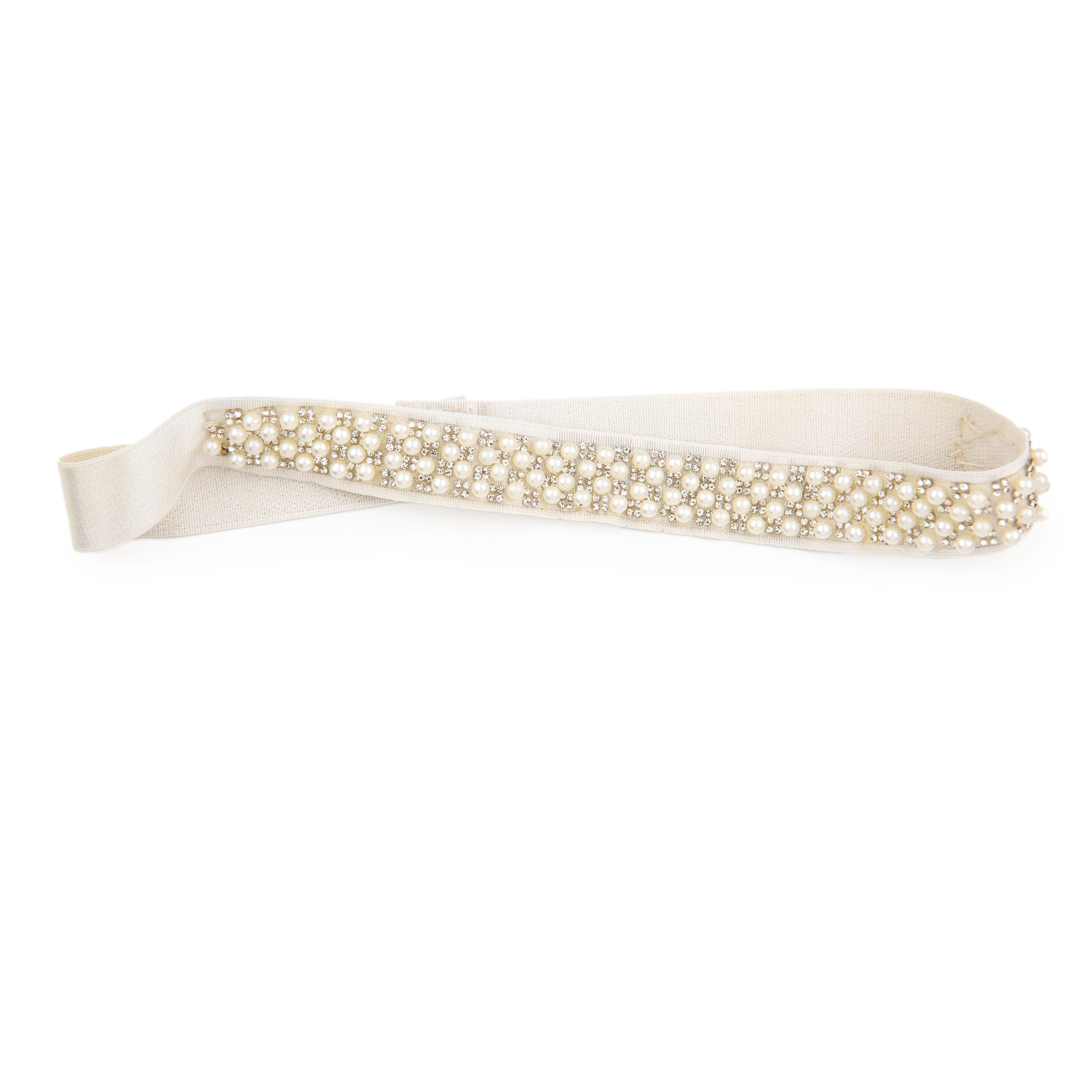 By Debra Girls Pearl Satin Belt Accessories By Debra Ivory Y/S (7/8)