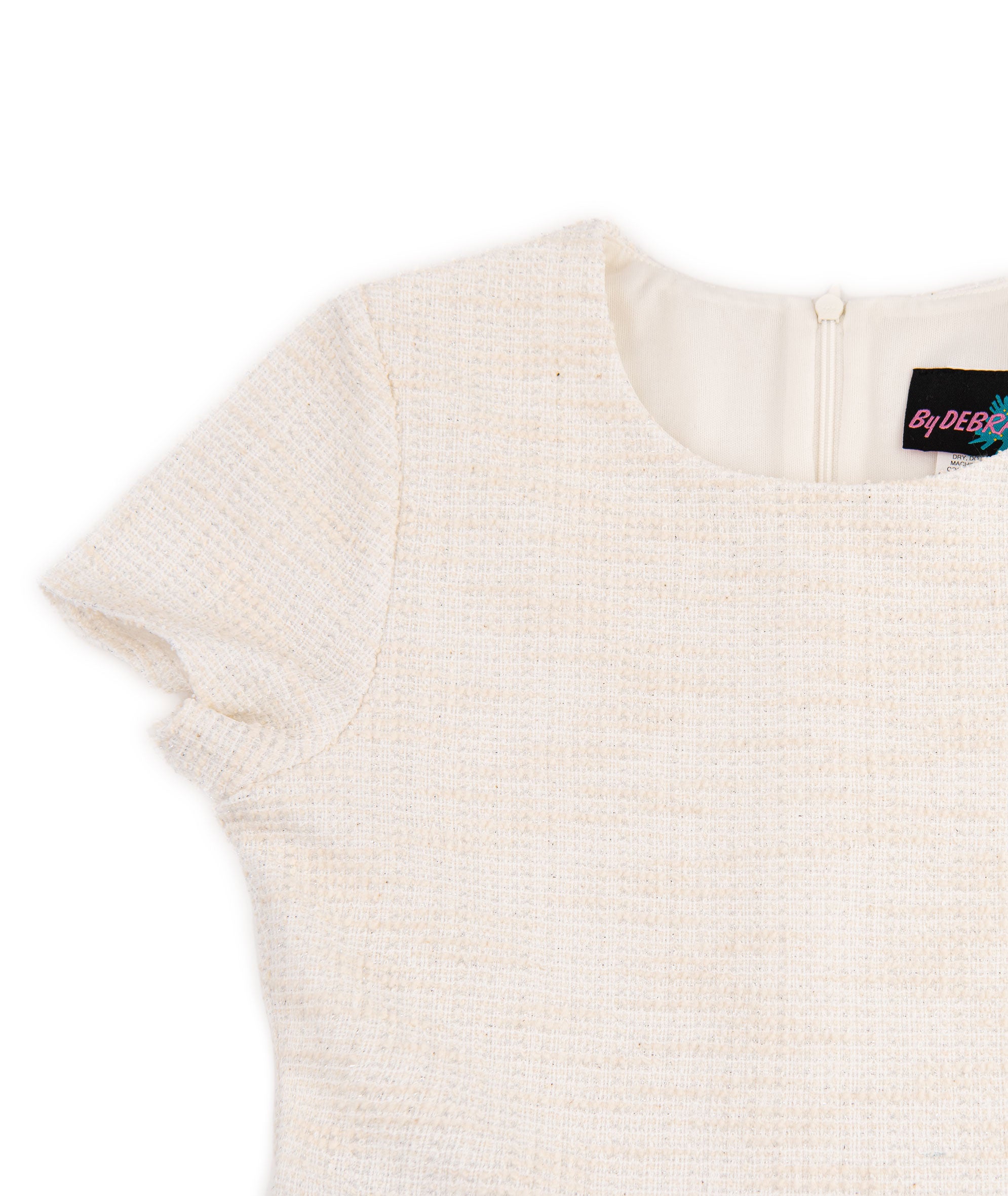 By Debra Girls Lou Ivory Boucle Short Sleeve Striped Bottom Dress Girls Special Dresses By Debra