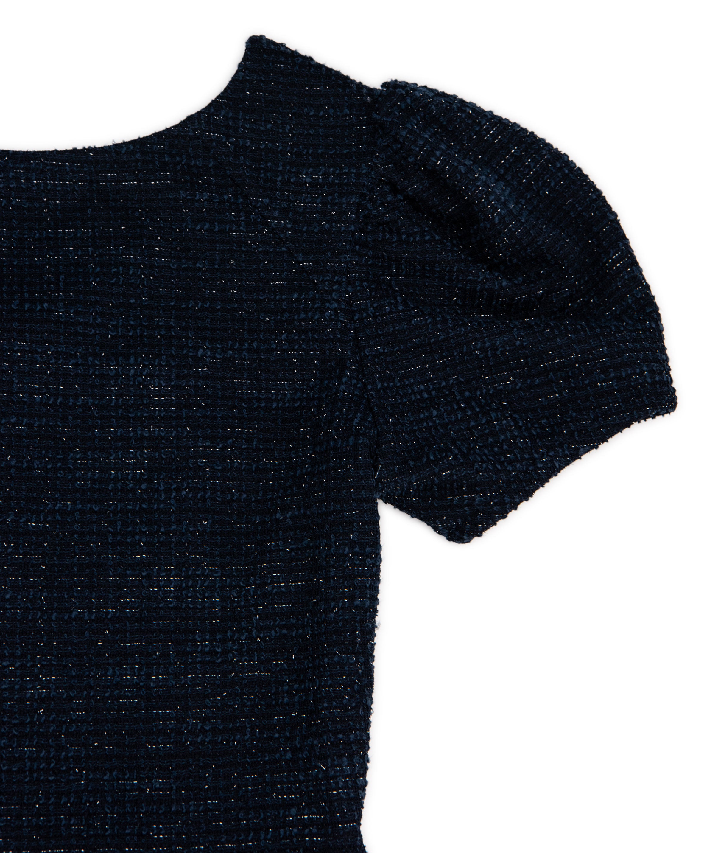 By Debra Girls Mia Navy Boucle Puff Sleeve Sheath Dress Girls Special Dresses By Debra