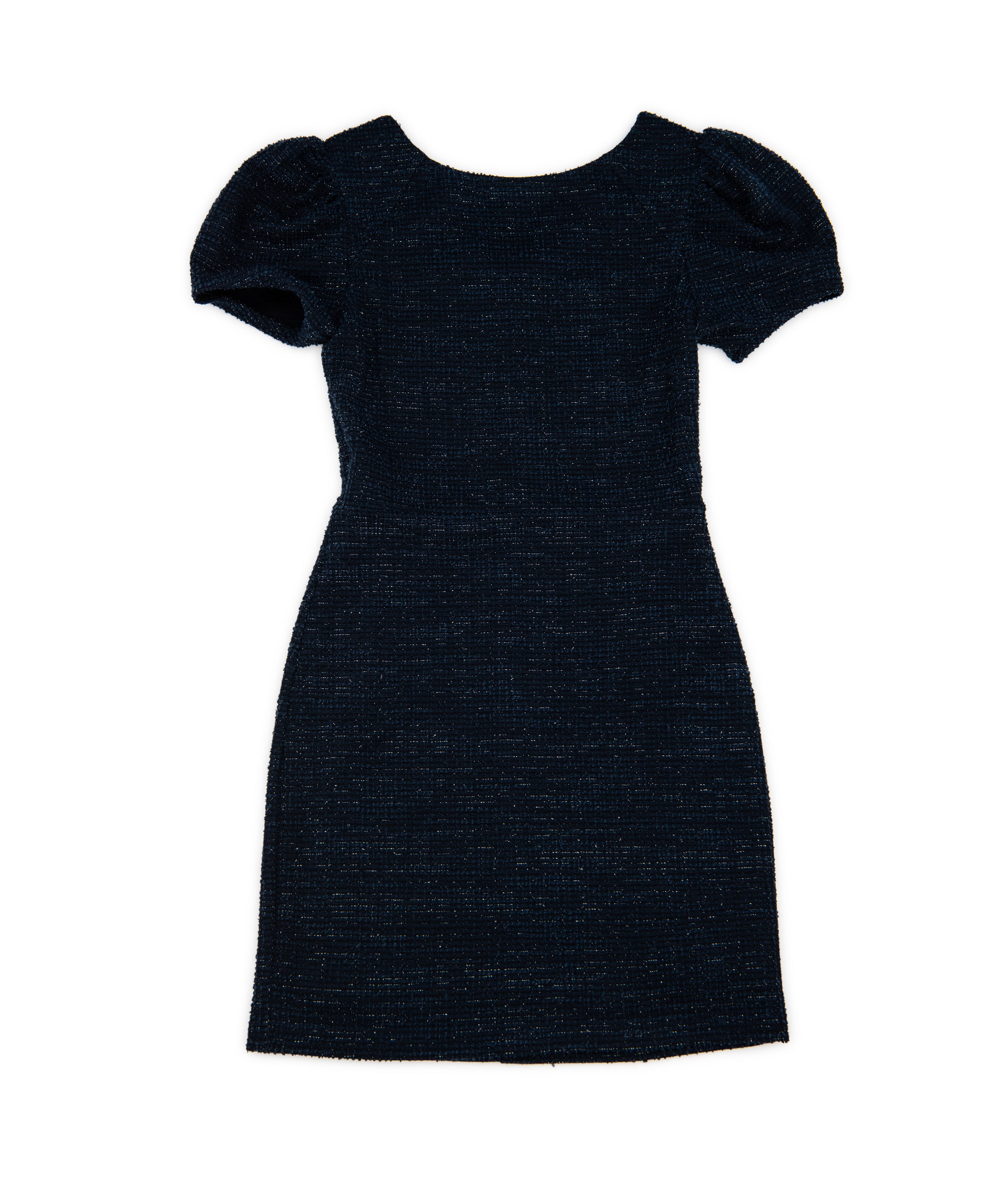 By Debra Girls Mia Navy Boucle Puff Sleeve Sheath Dress Girls Special Dresses By Debra Navy Y/XS (6X)