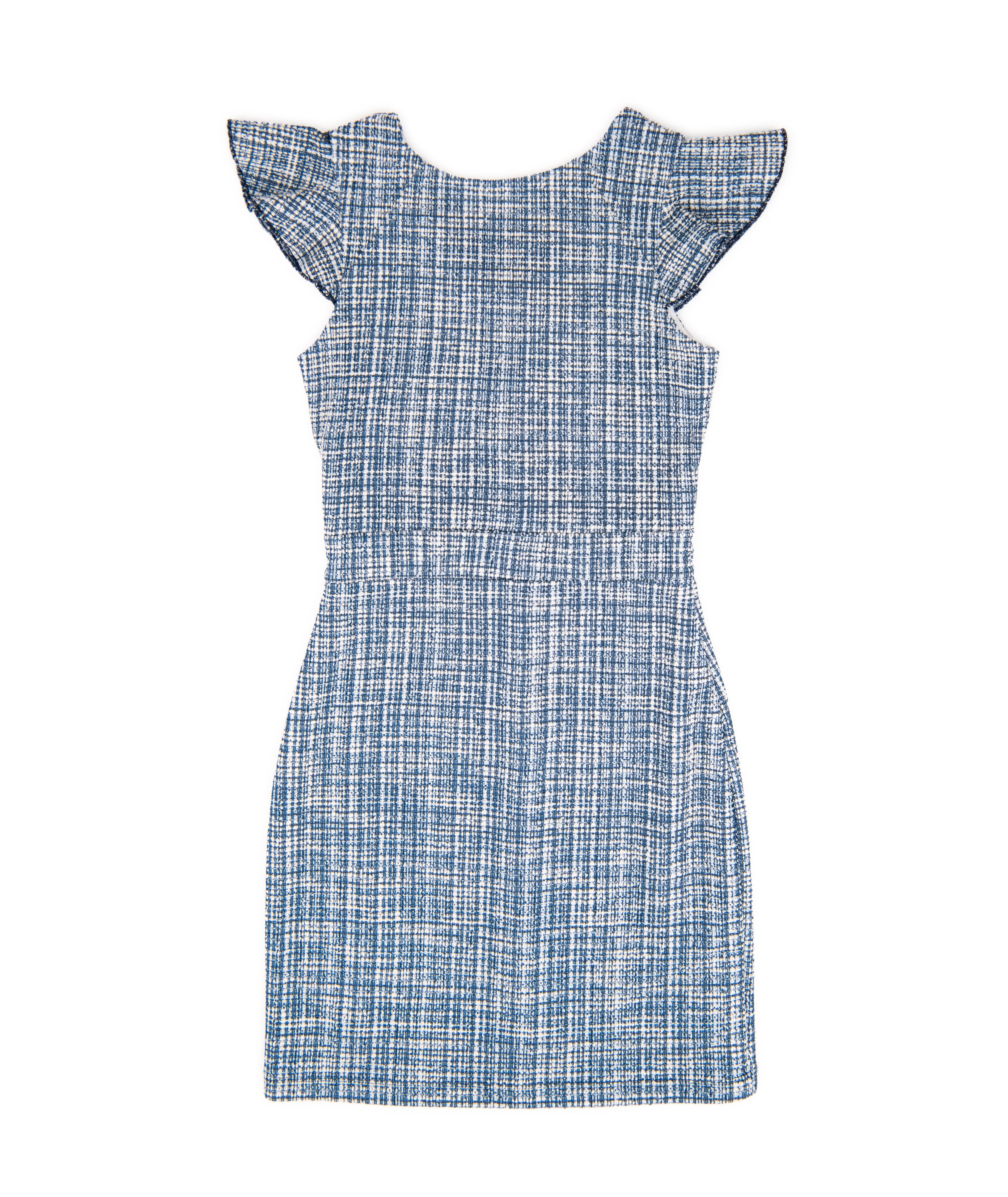 By Debra Girls Milly Blue Plaid Flutter Sleeve Sheath Dress Girls Special Dresses By Debra Plaid Y/XS (6X)