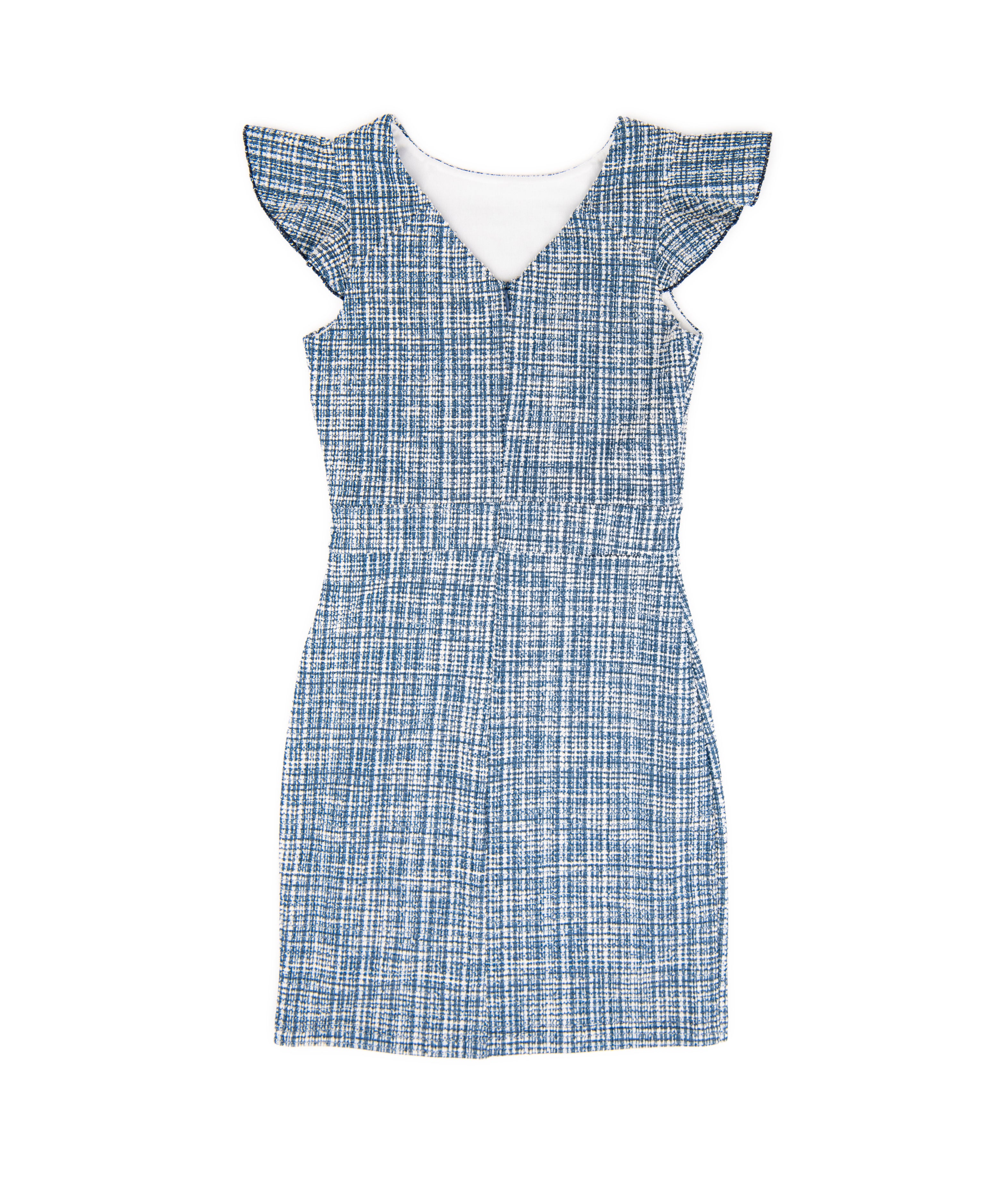 By Debra Girls Milly Blue Plaid Flutter Sleeve Sheath Dress Girls Special Dresses By Debra