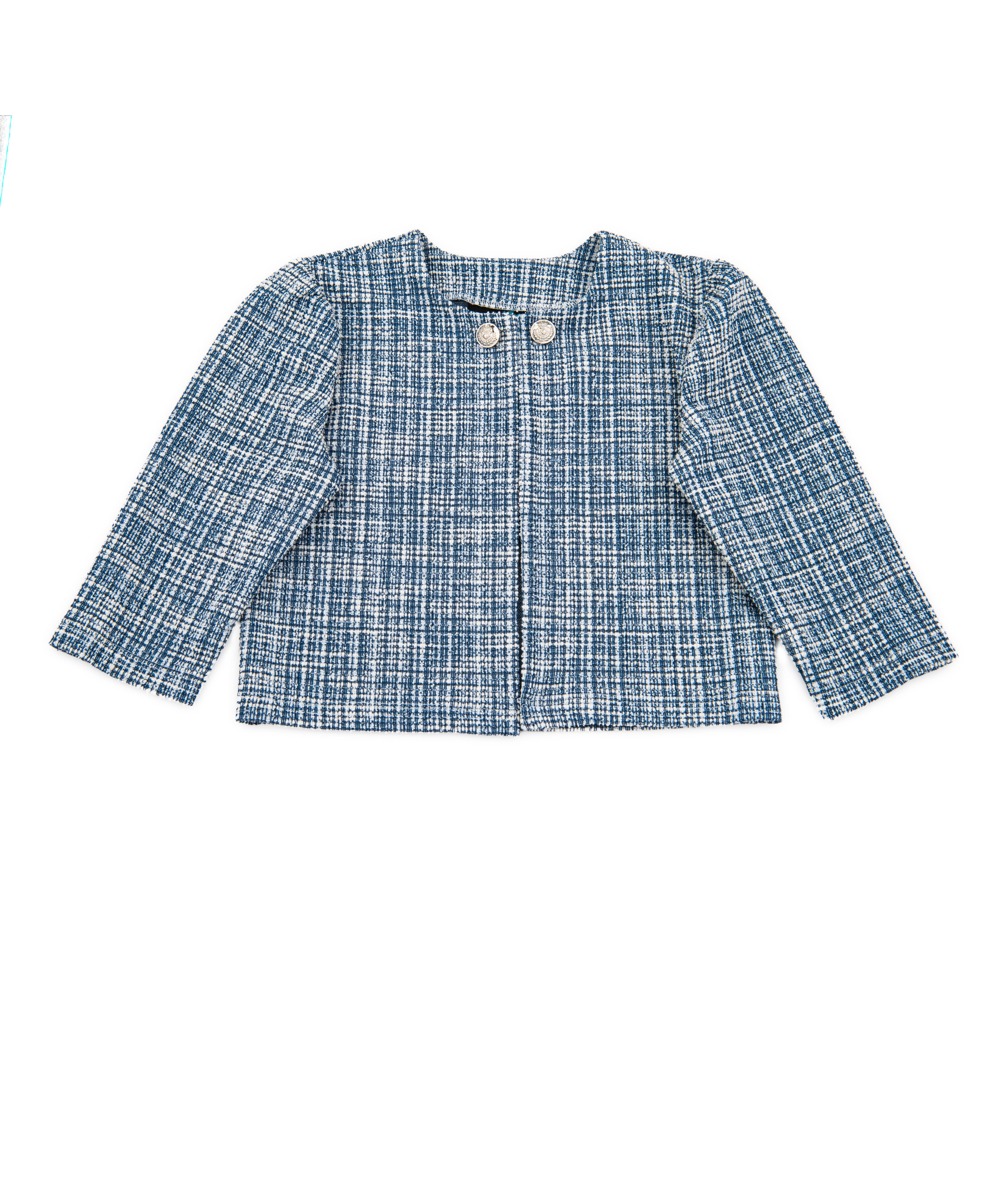 By Debra Girls Jackie Navy Plaid Jacket Girls Special Tops By Debra Plaid Y/XS (6X)