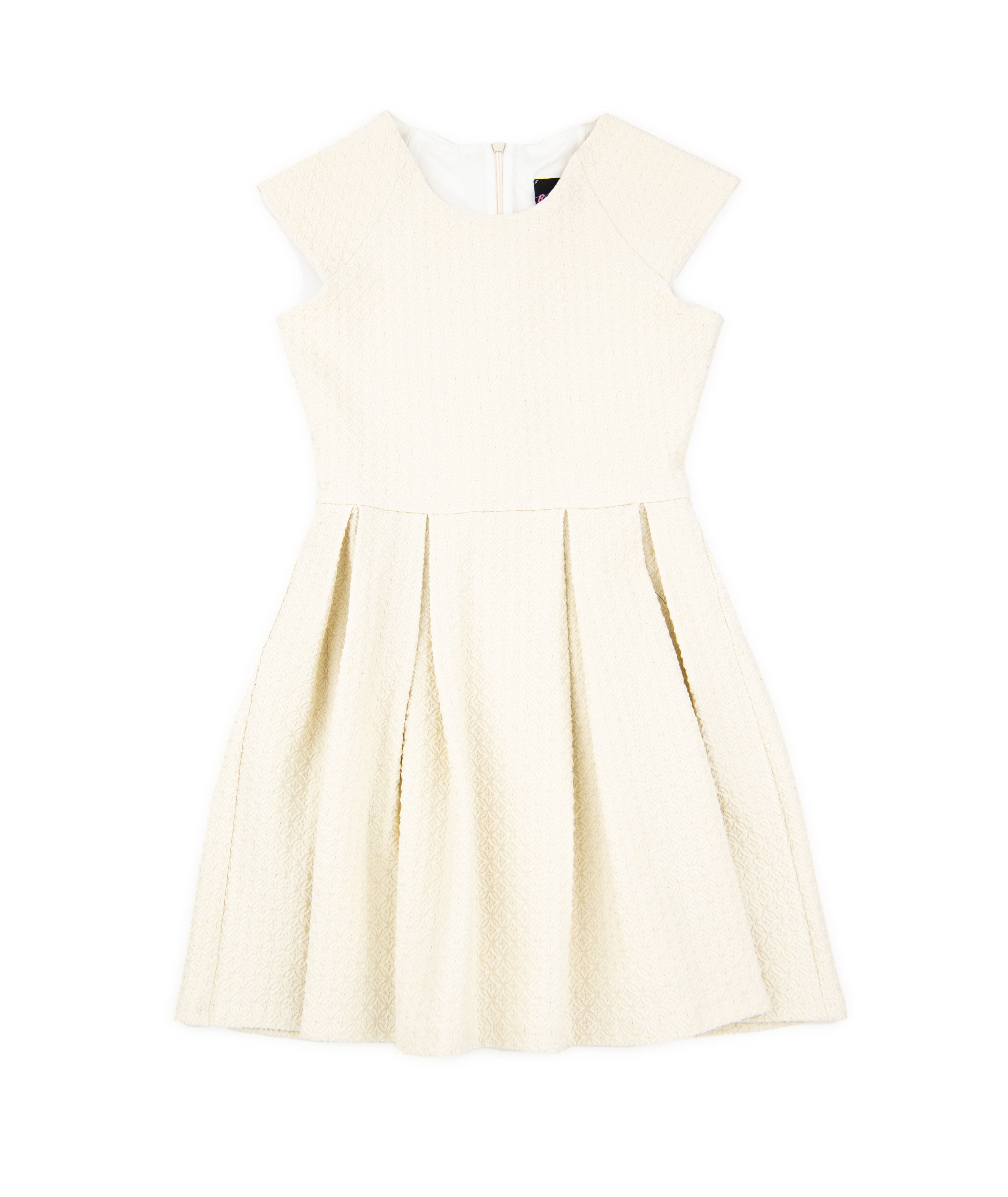 By Debra Girls Ali Ivory Silver Fleck Cap Sleeve Box Pleat Dress Girls Special Dresses By Debra Ivory Y/XS (6X)