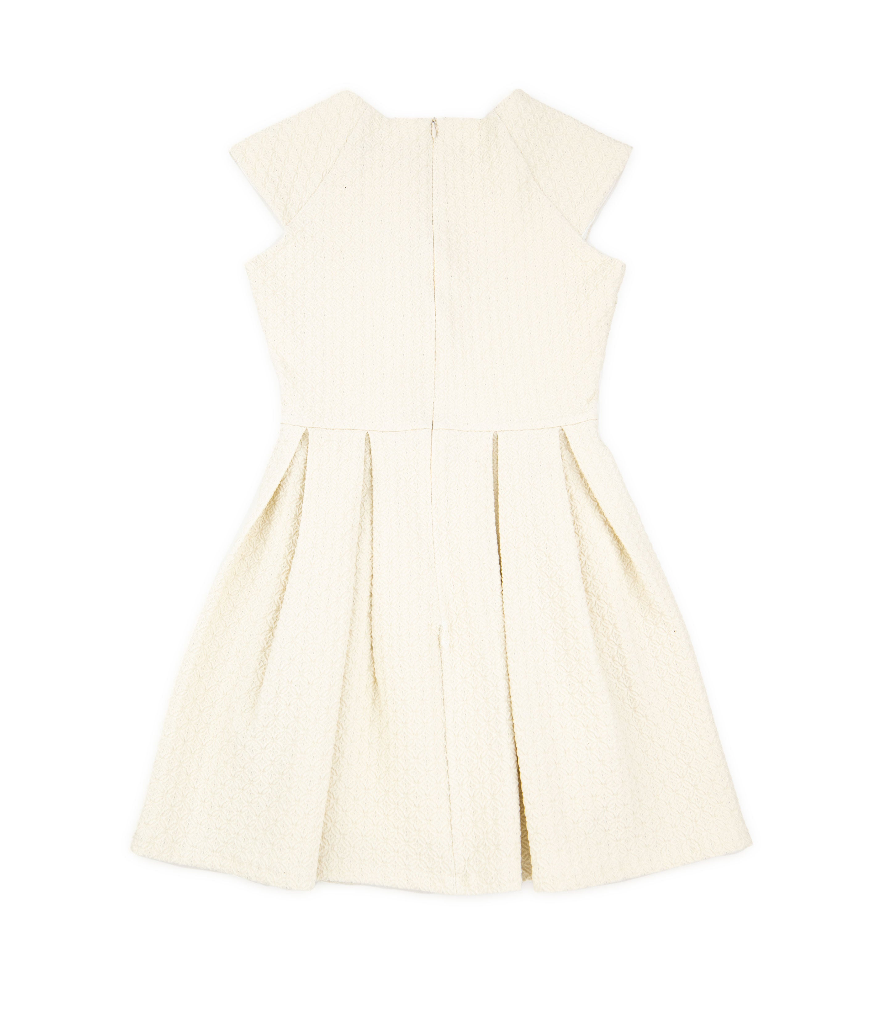 By Debra Girls Ali Ivory Silver Fleck Cap Sleeve Box Pleat Dress Girls Special Dresses By Debra