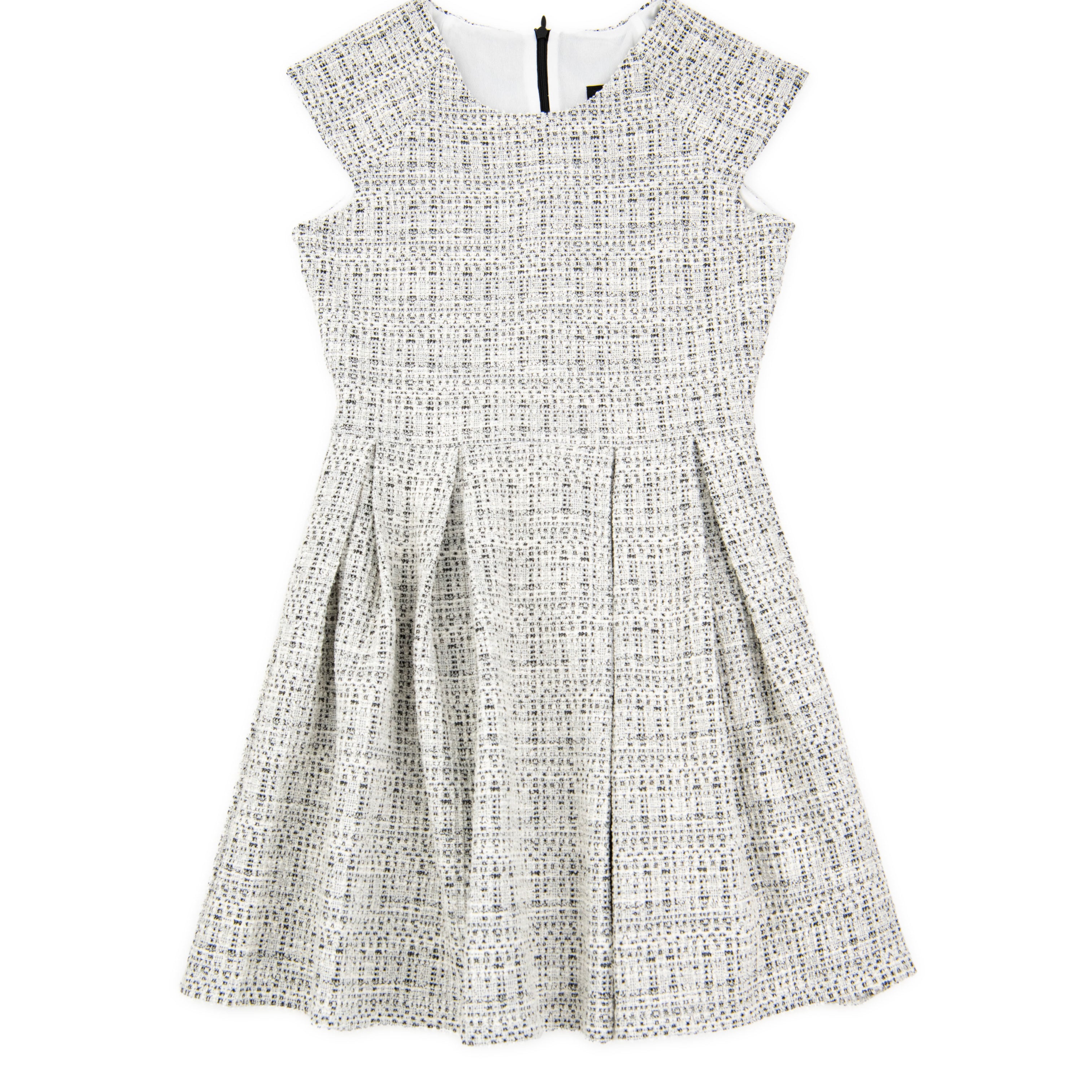By Debra Girls Ali Black/White New Boucle Cap Sleeve Box Pleat Dress Girls Special Dresses By Debra Black/White Y/XS (6X)