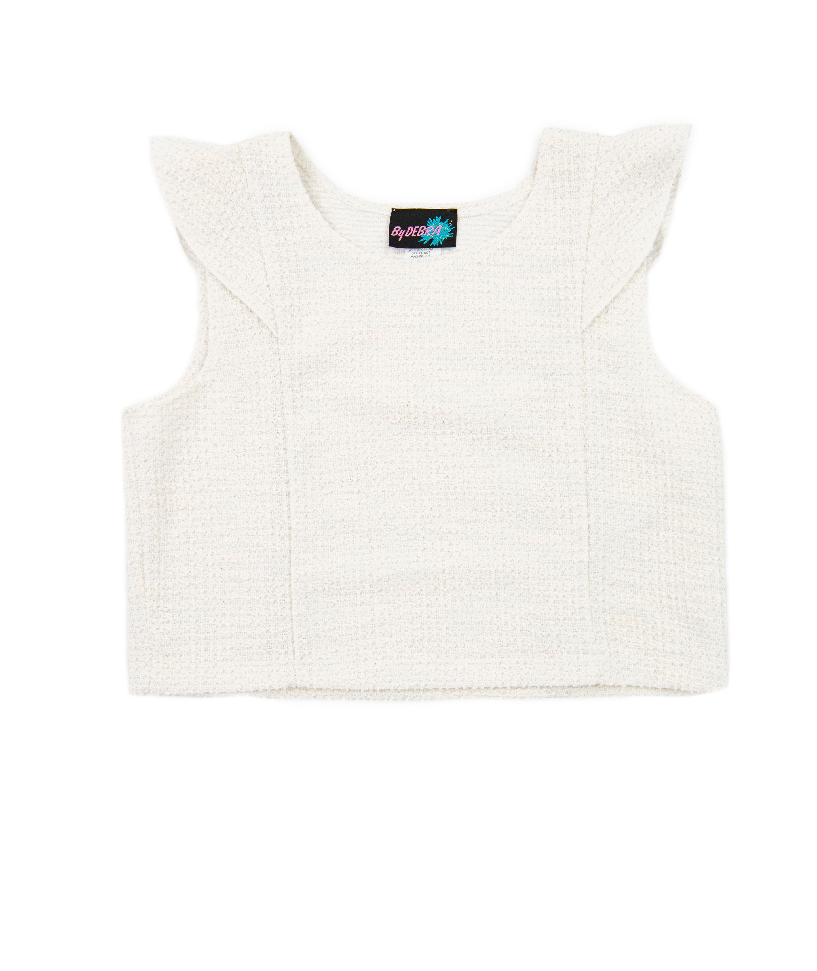 By Debra Girls Leah Ivory Boucle Flutter Sleeve Top Girls Special Tops By Debra Ivory Y/XS (6X)