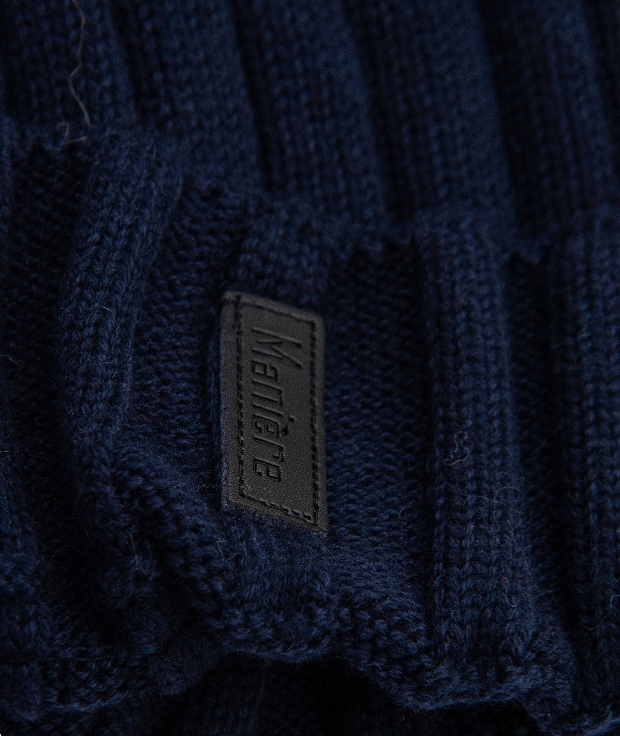 Maniere Navy Ribbed Merino Wool Hat With Multi Pom Distressed/seasonal accessories Maniere
