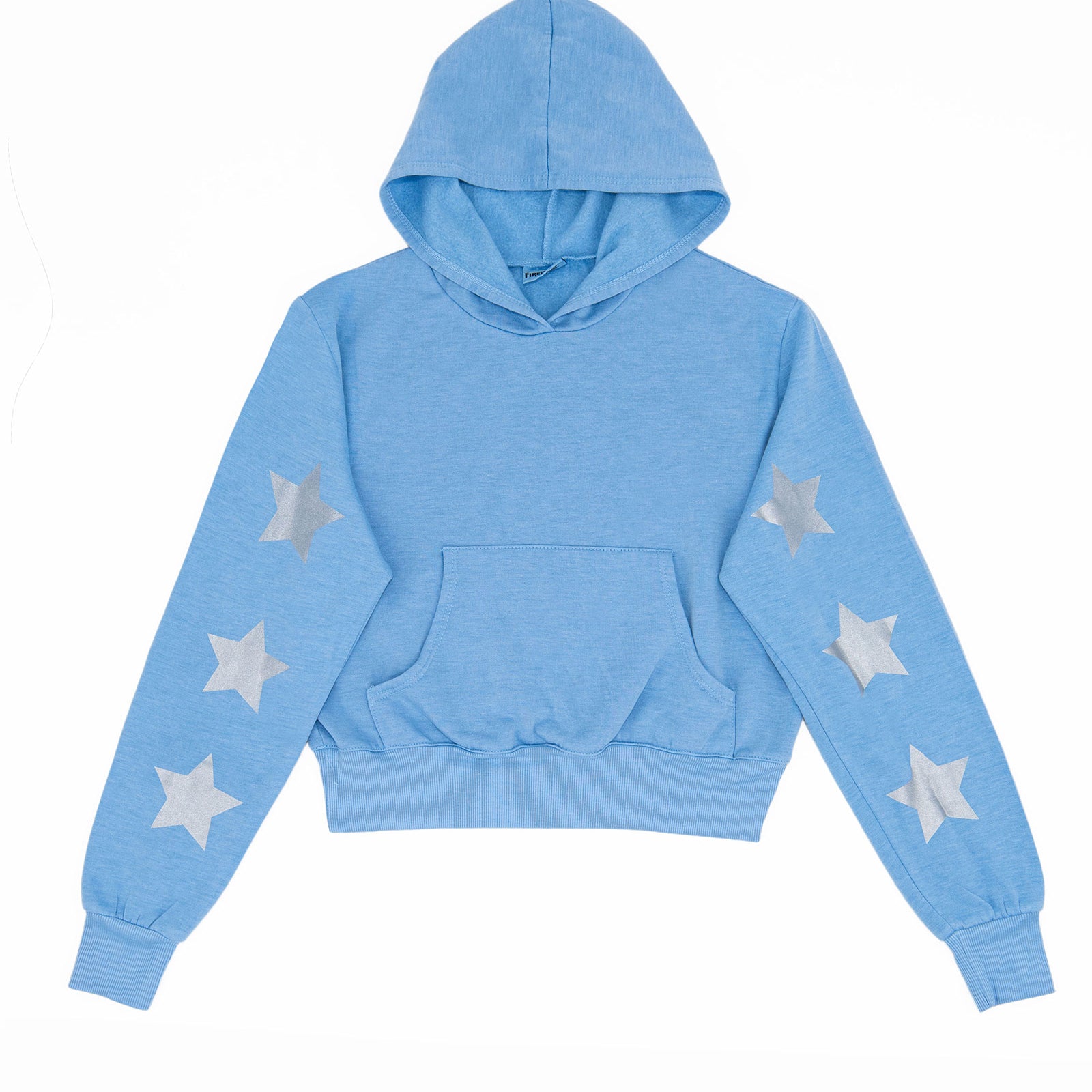 Firehouse Girls Silver Star Trio Pocket Hoodie Girls Casual Tops Firehouse Ice Blue Y/S (7/8)