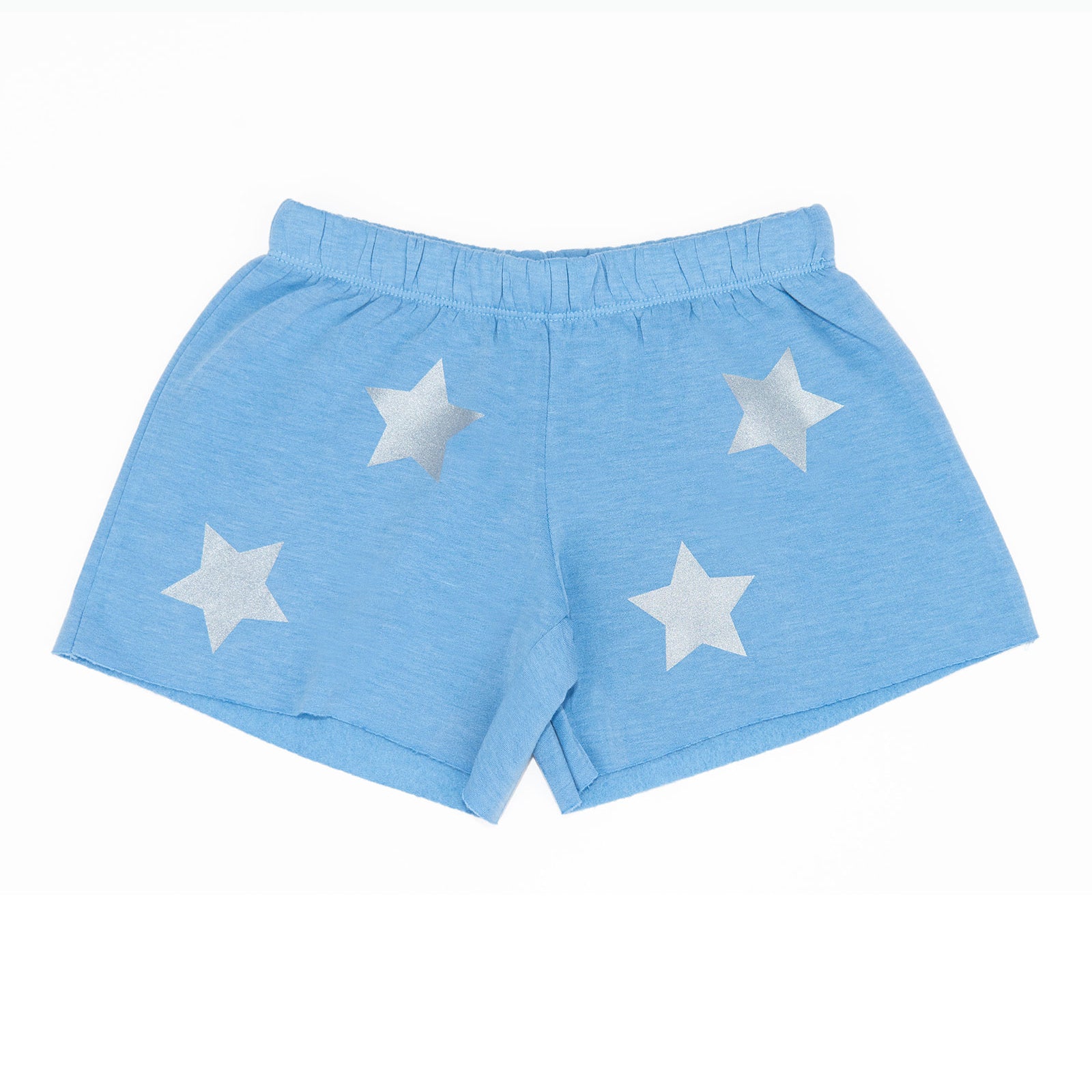 Firehouse Girls Silver Star Toss Fleece Shorts Girls Casual Bottoms Firehouse Ice Blue Y/S (7/8)