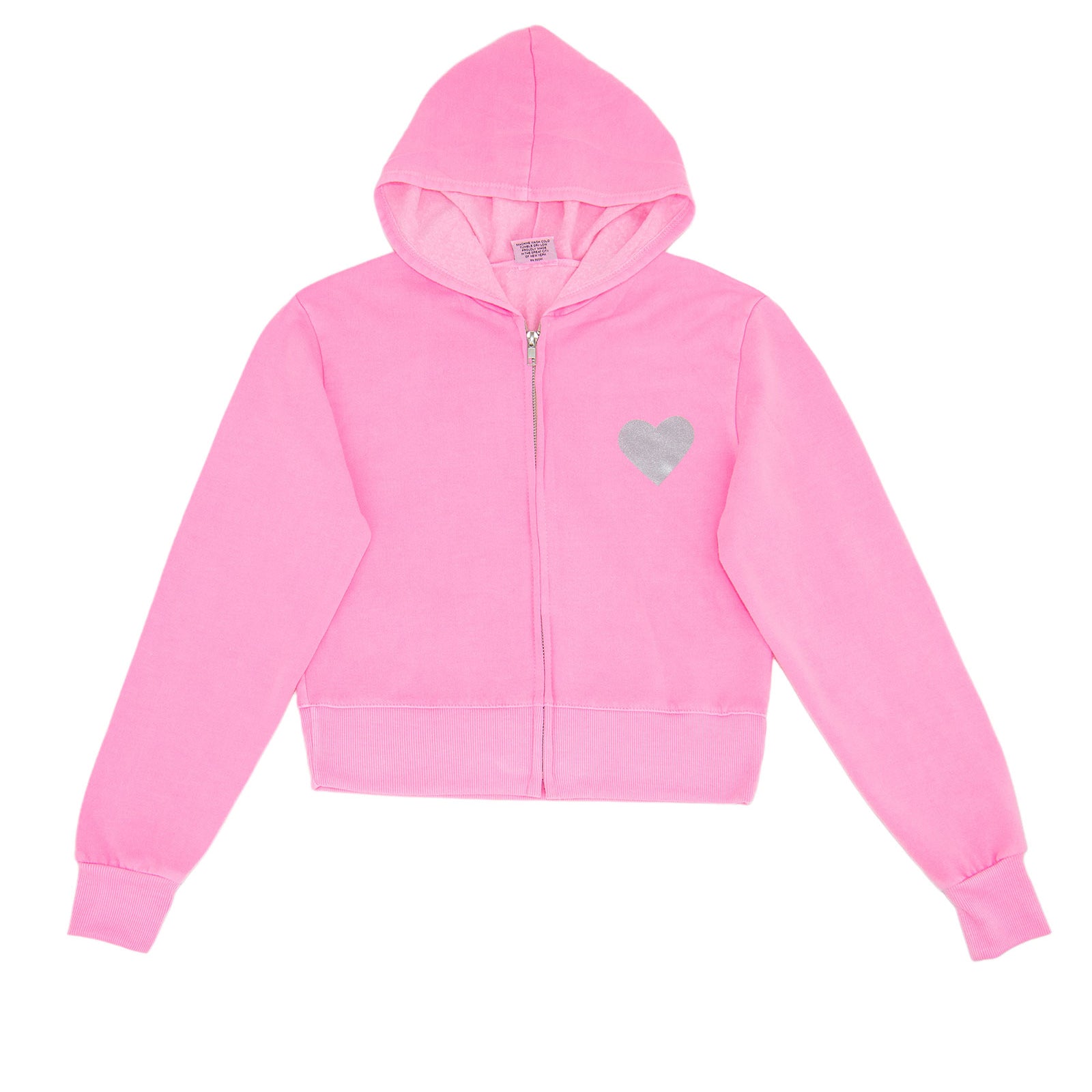 Firehouse Girls Silver Heart Back Toss Zip Hoodie Girls Casual Tops Firehouse Neon Pink Y/5