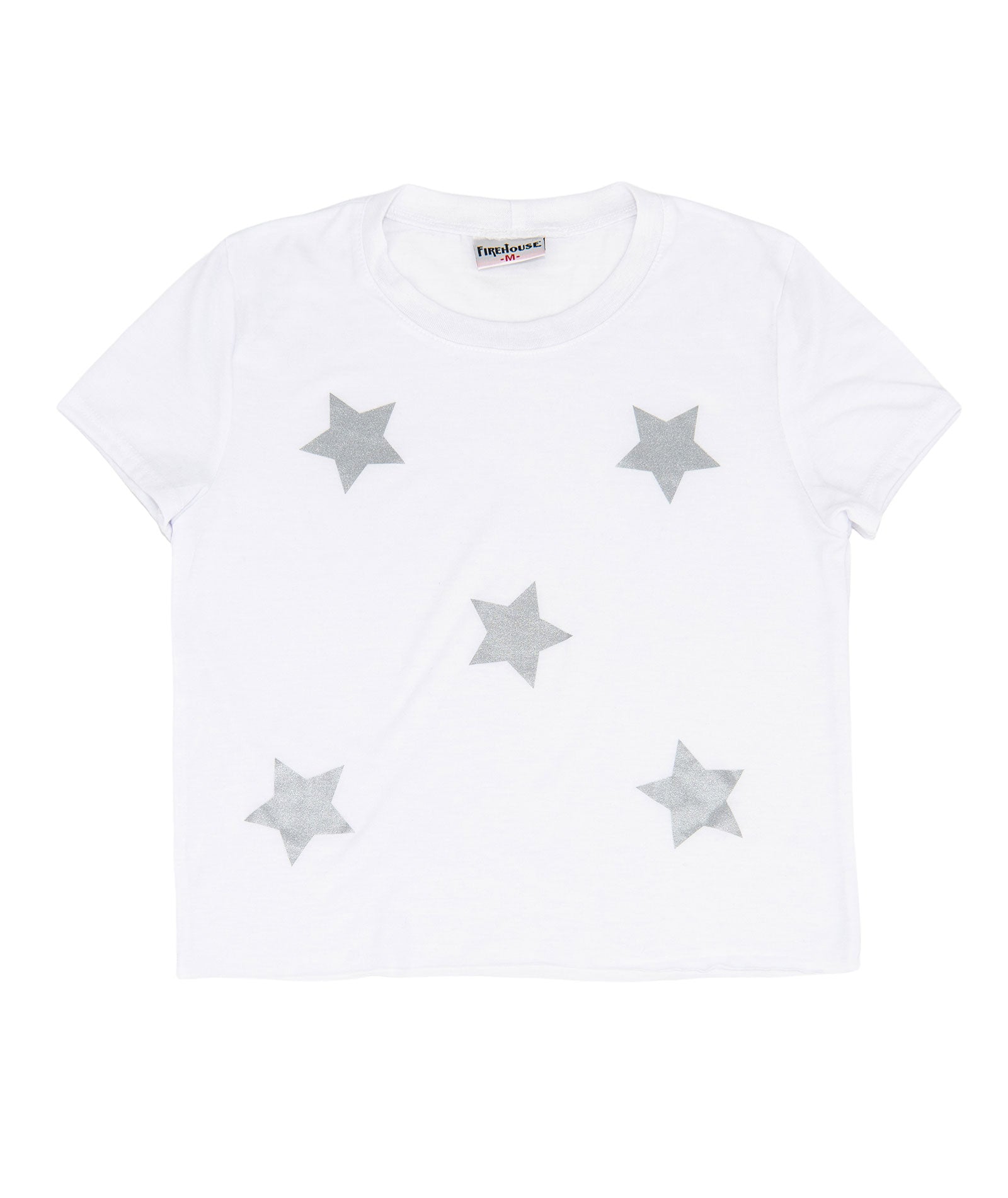 Firehouse Girls Silver Star Toss Tee Girls Casual Tops Firehouse White Y/S (7/8)