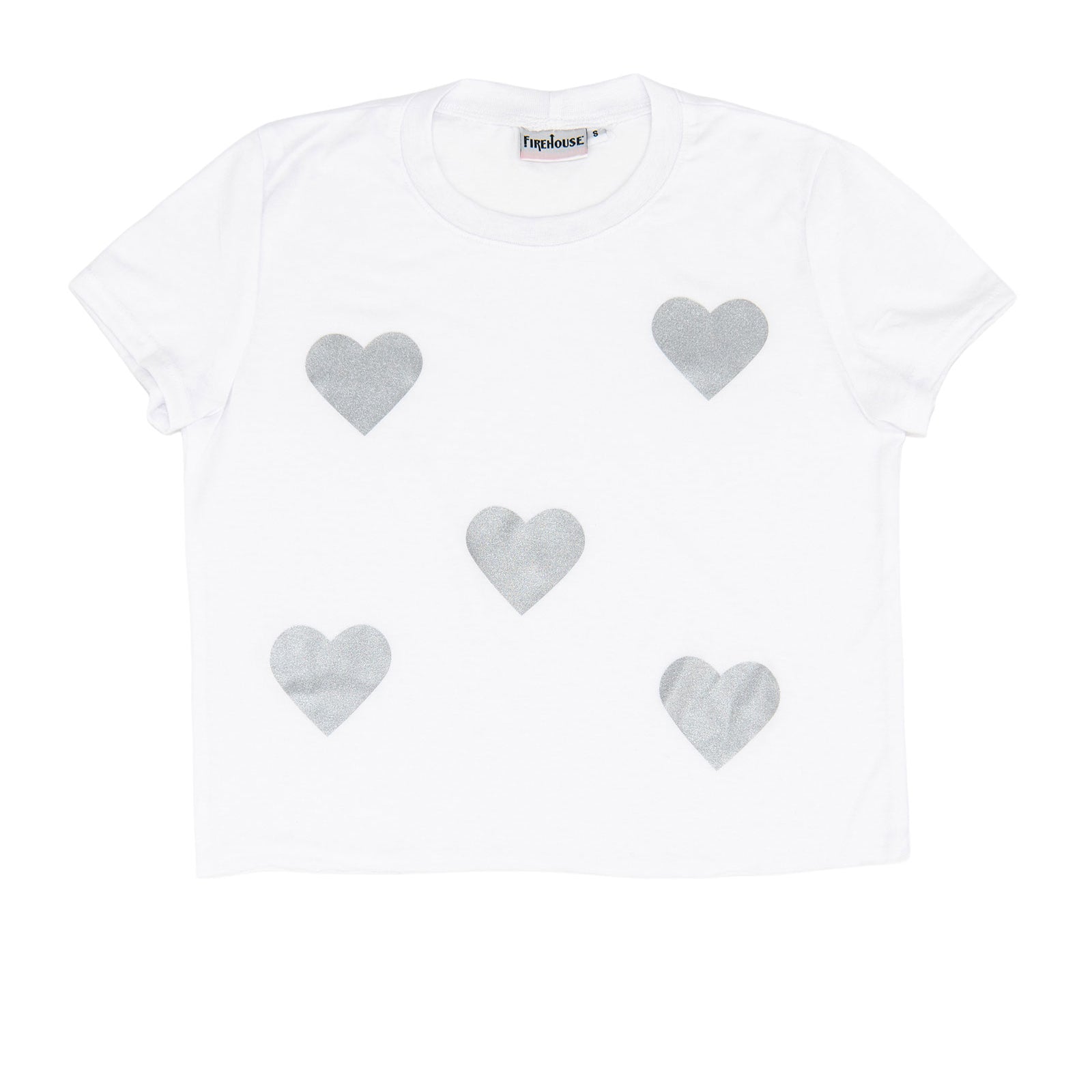 Firehouse Girls Silver Heart Toss Tee Girls Casual Tops Firehouse White Y/5