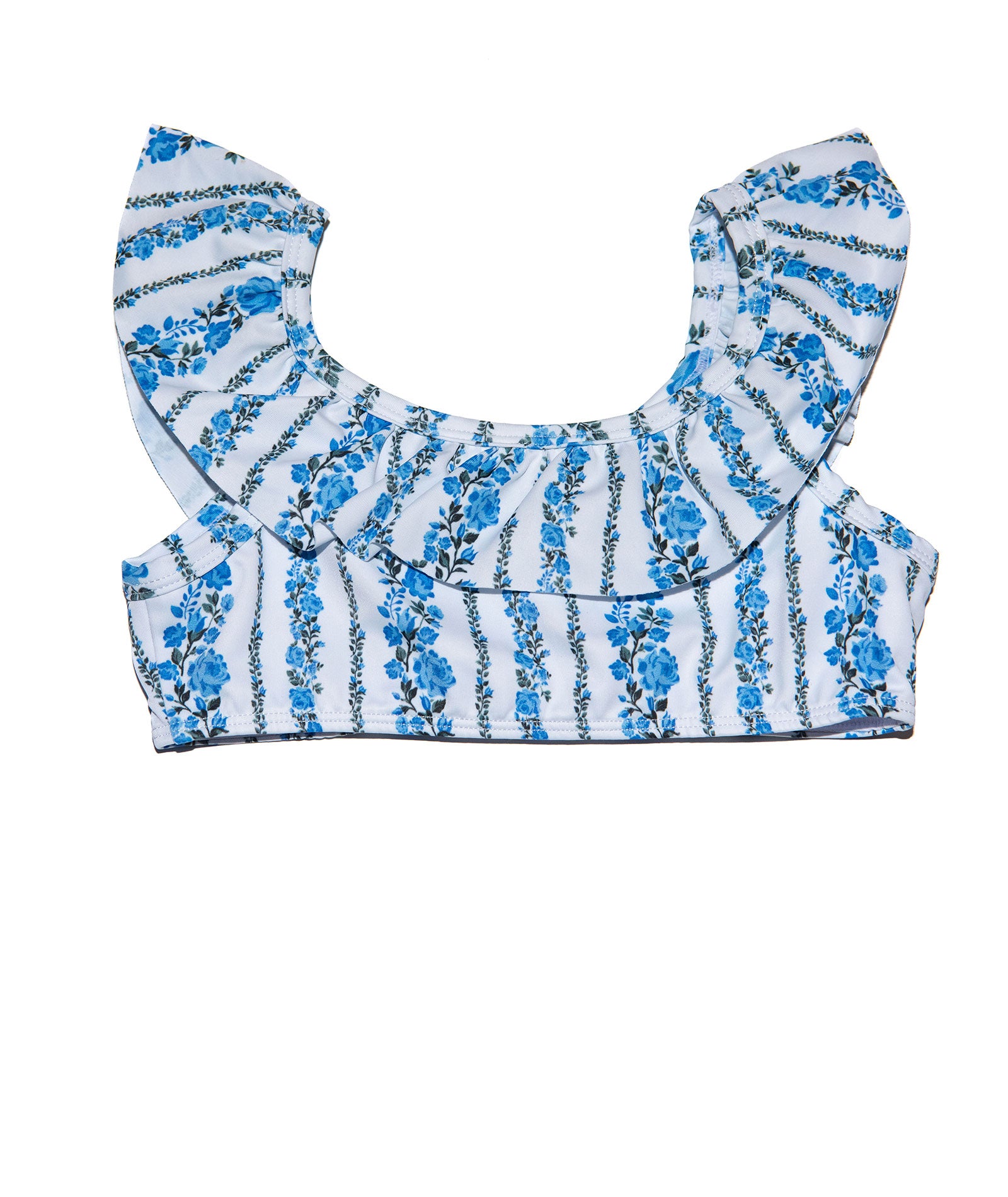 FBZ Girls Blue Stripe Floral Ruffle Bikini Accessories FBZ Flowers By Zoe