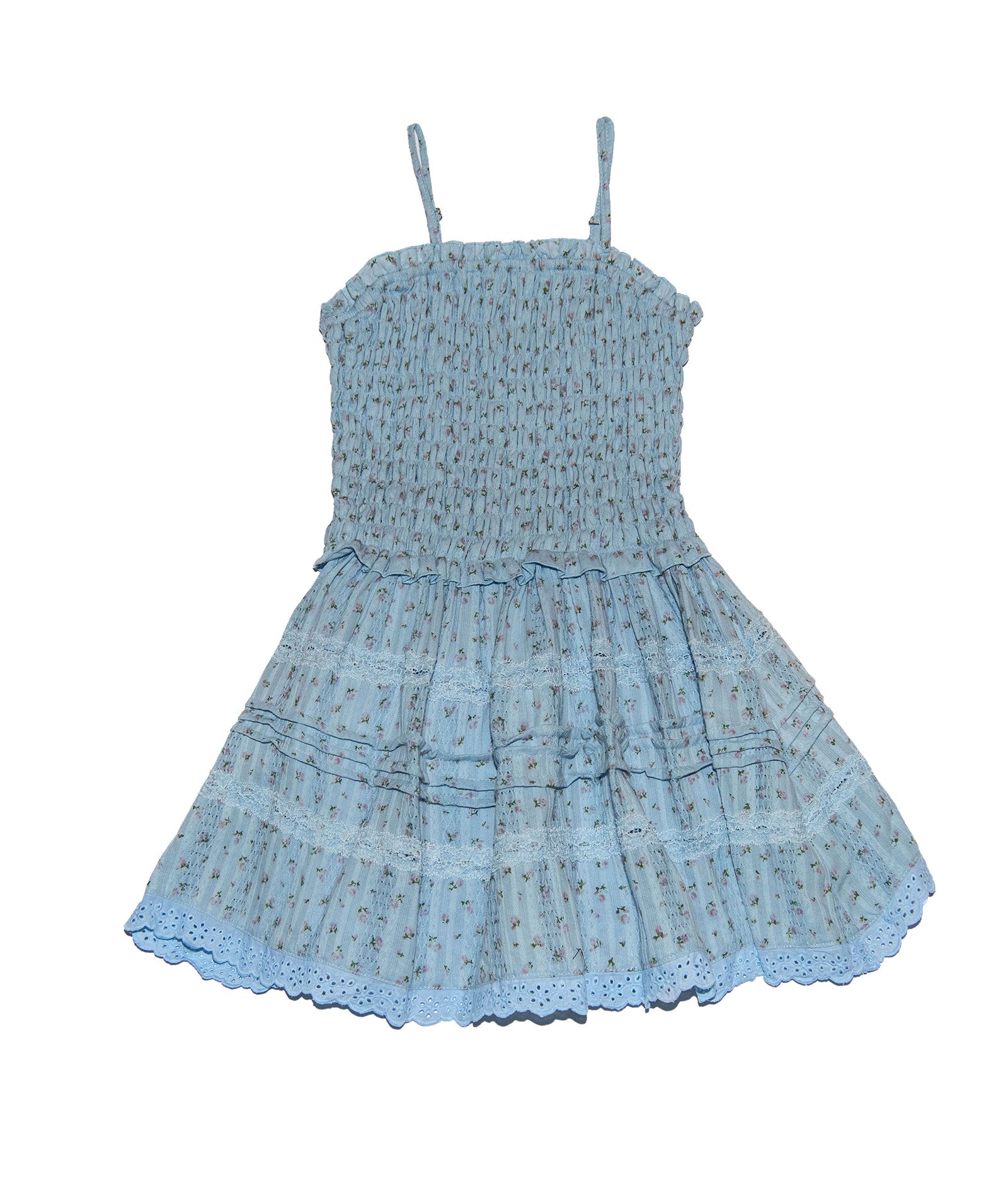 FBZ Girls Carleton Blue Floral Lace Dress Girls Casual Dresses FBZ Flowers By Zoe