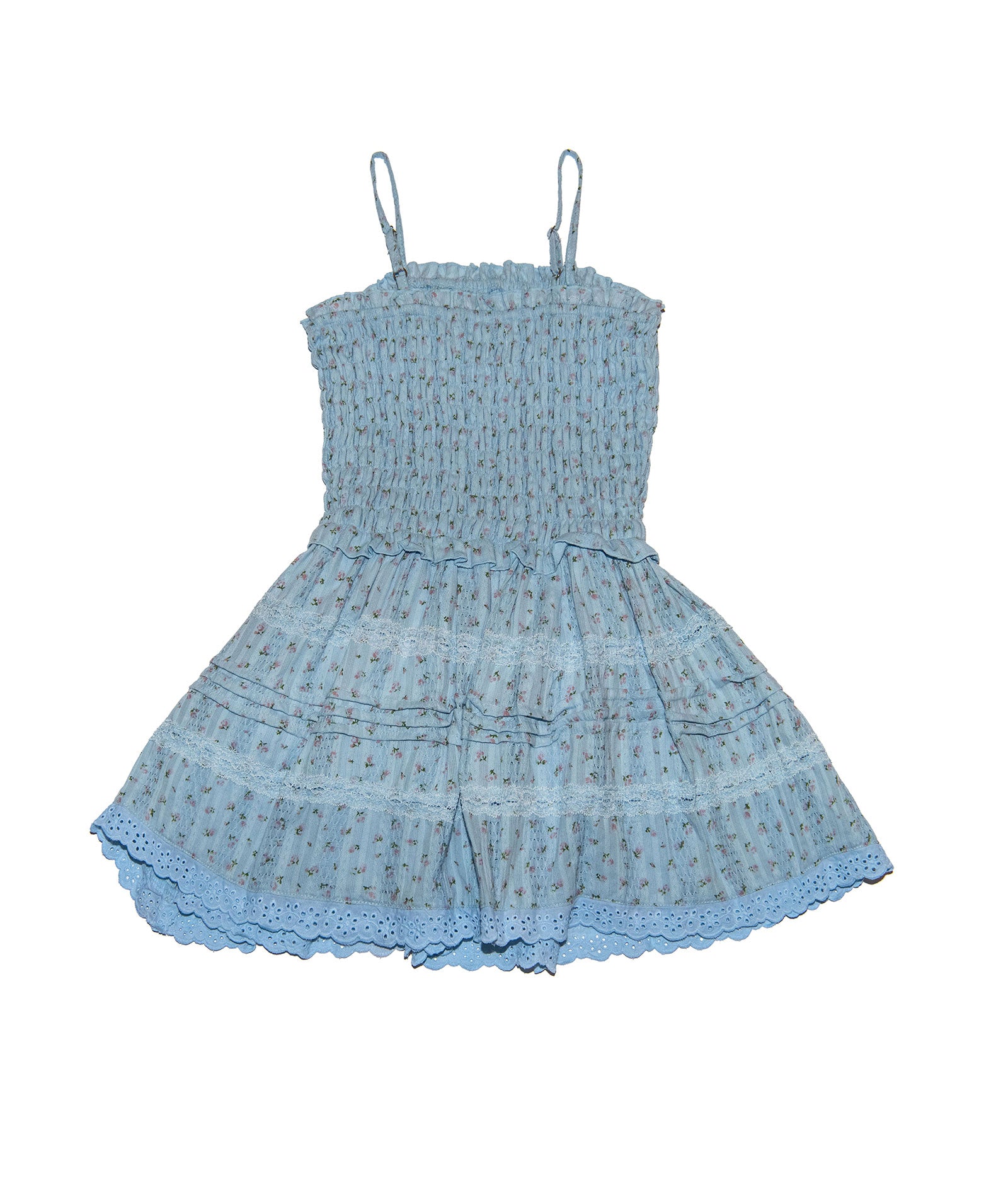 FBZ Girls Carleton Blue Floral Lace Dress Girls Casual Dresses FBZ Flowers By Zoe