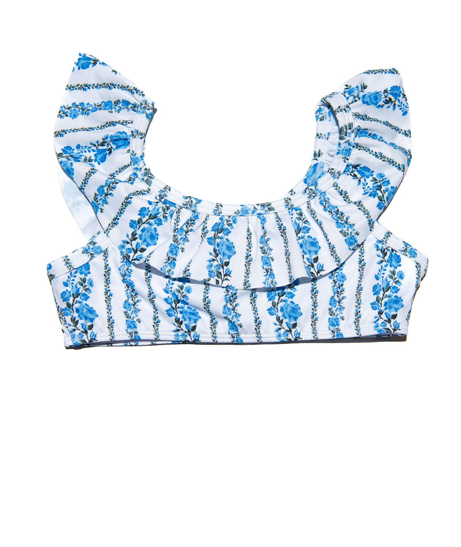 FBZ Girls Blue Stripe Floral Ruffle Bikini Accessories FBZ Flowers By Zoe