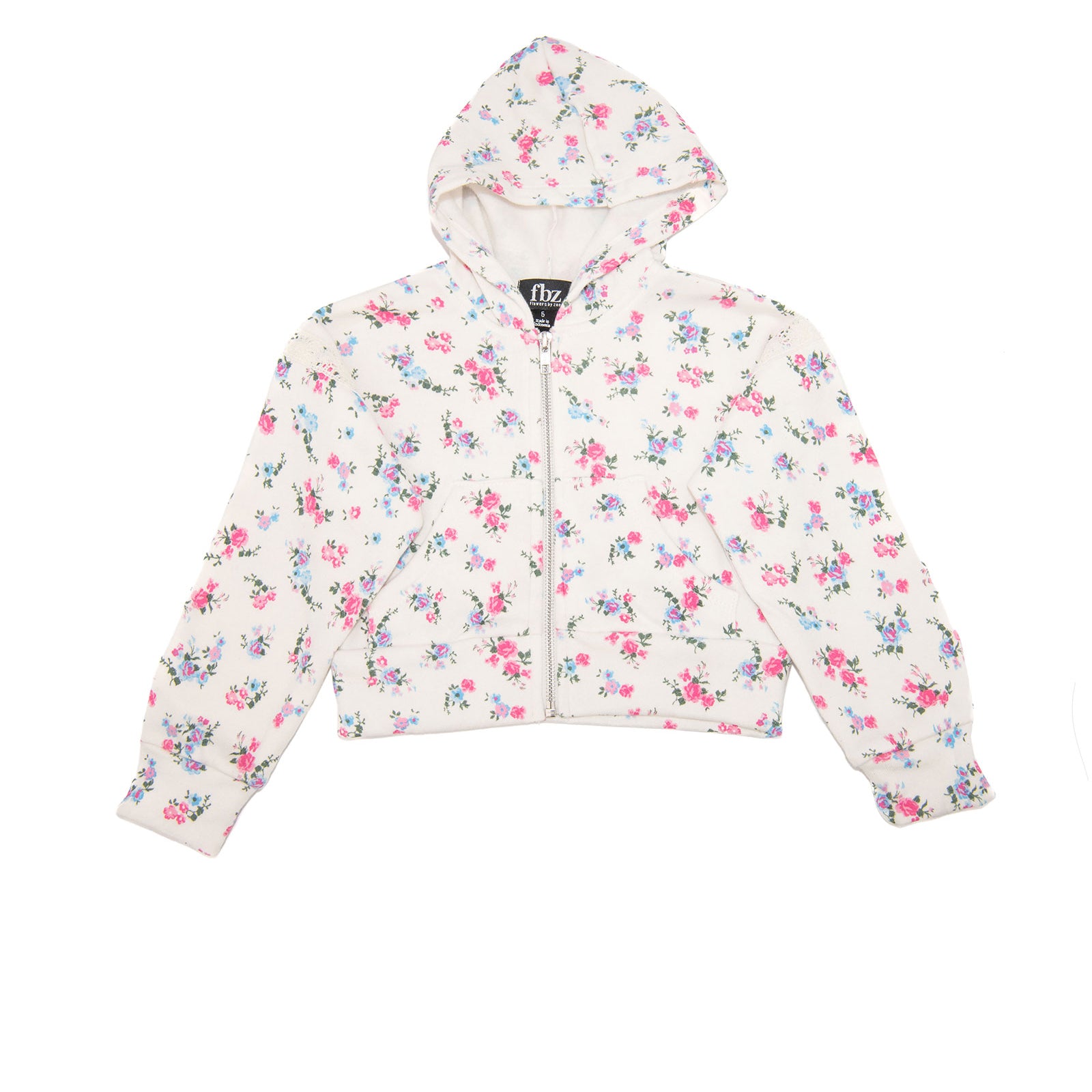 FBZ Girls Drew Fleece Floral Lace Zip Hoodie Girls Casual Tops FBZ Flowers By Zoe Floral Y/4