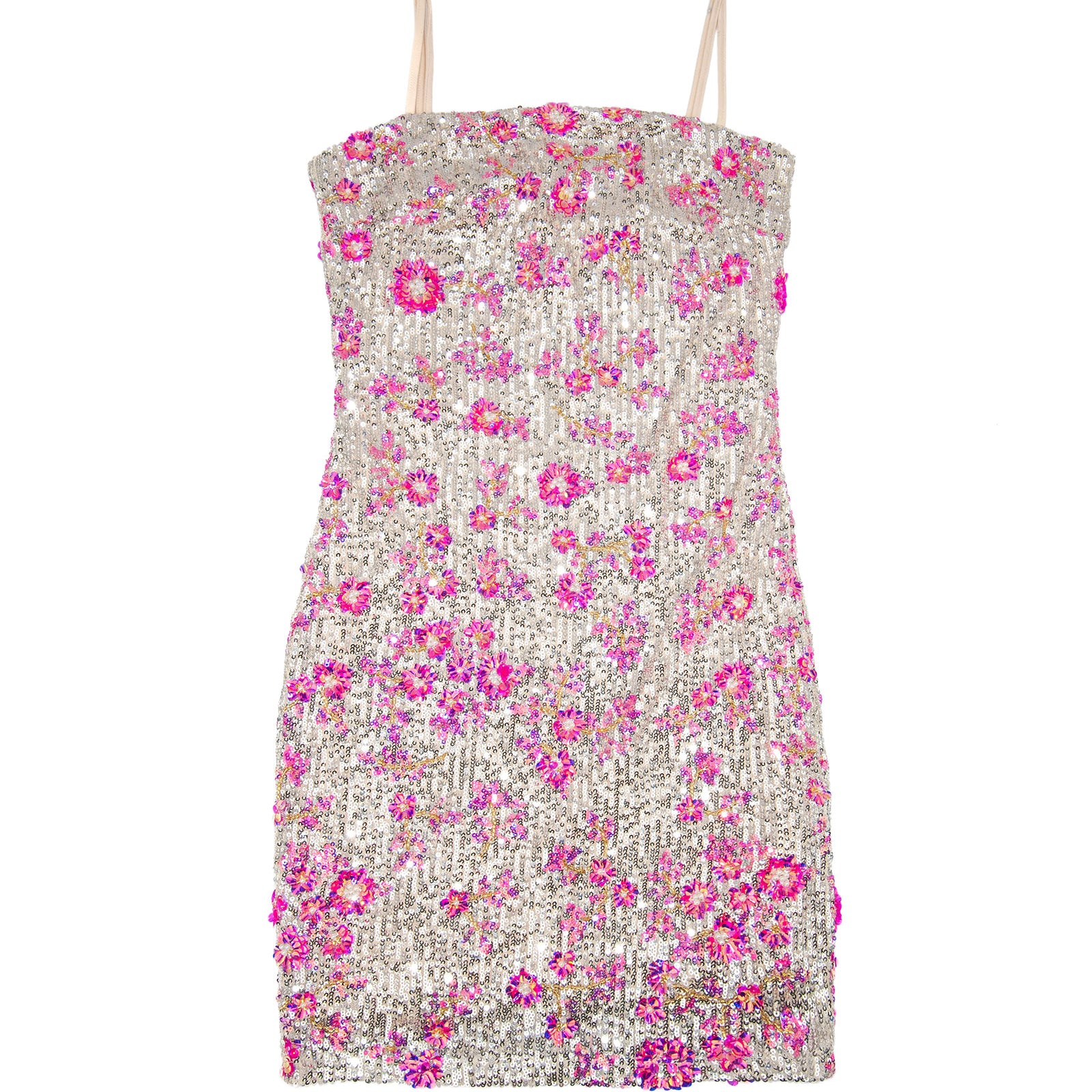 8apart Women Daphnie Silver/Pink Petal Spark Sequin Dress Womens Casual Dresses 8apart Floral Juniors/Women S