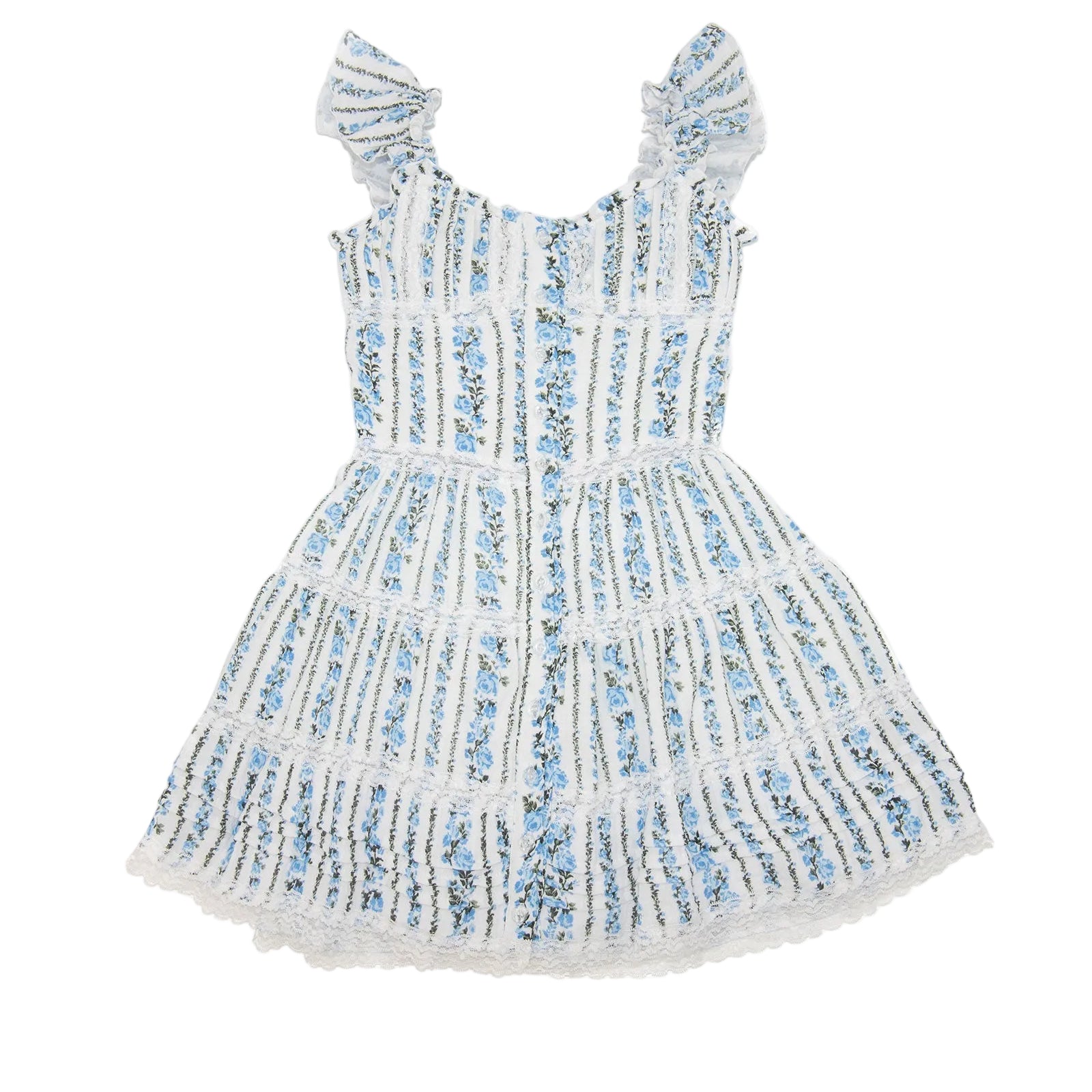 FBZ Girls Landry Blue Floral Stripe Lace Dress