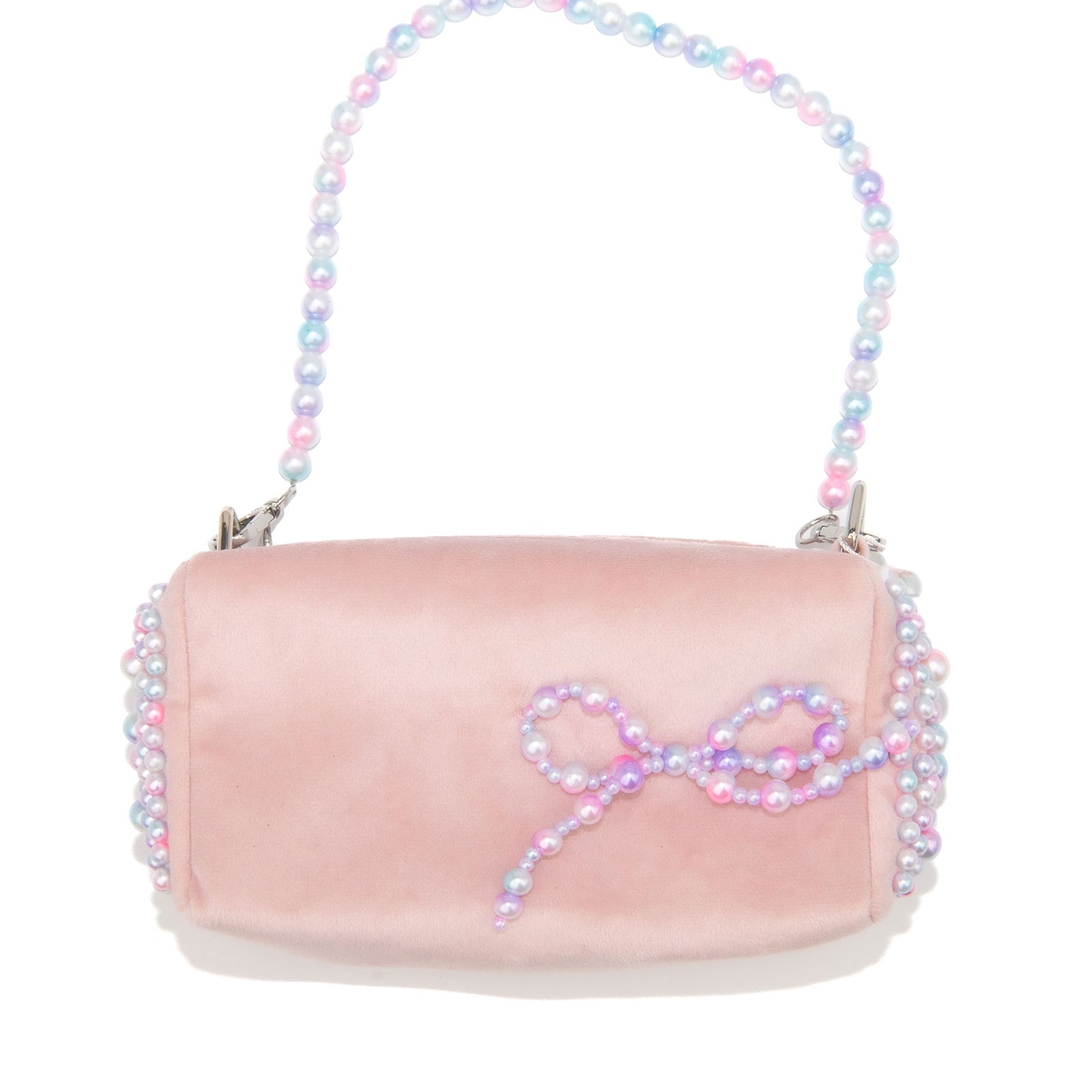 Bari Lynn Bag Velvet With Pearl Bow Accessories Bari Lynn Pink