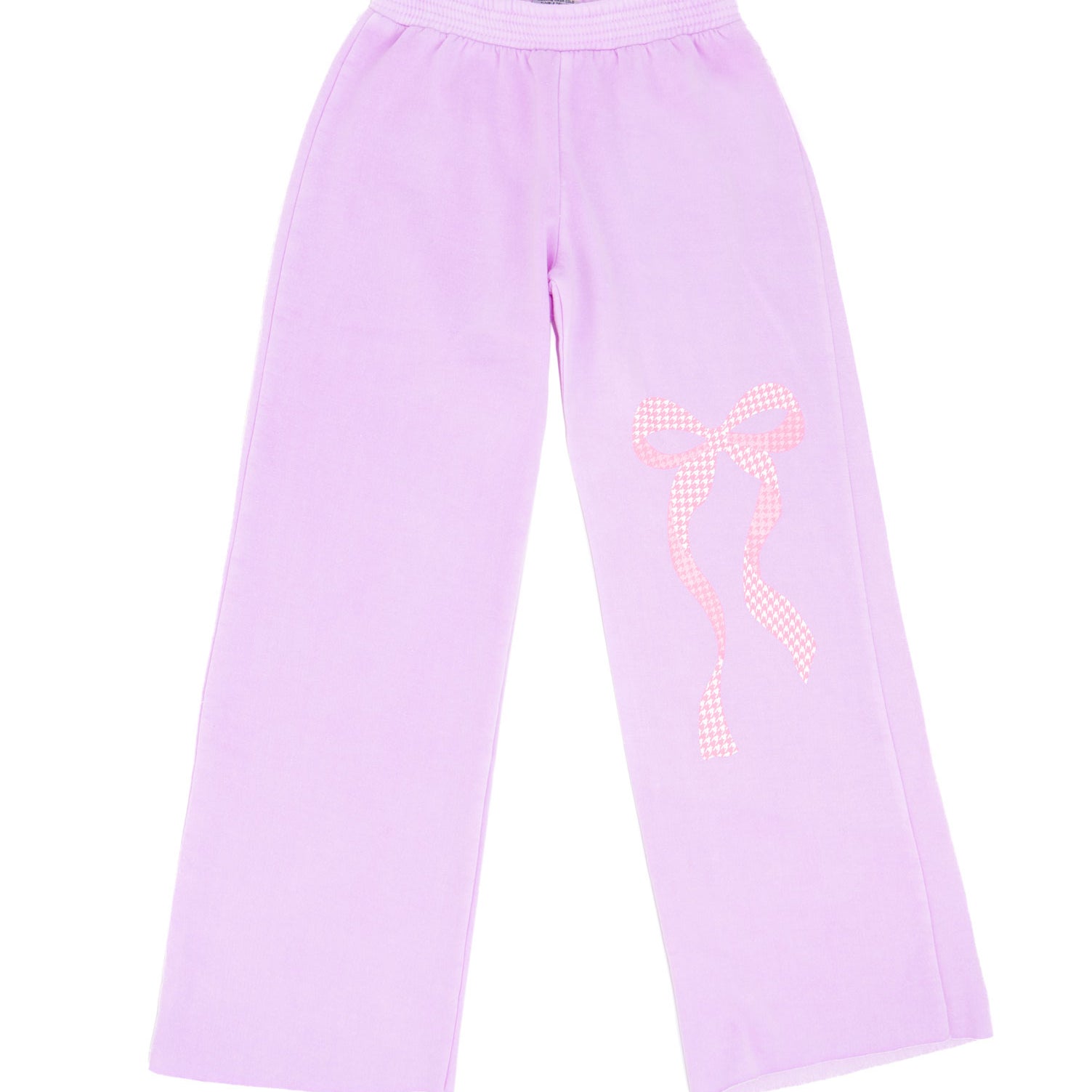 Firehouse Girls Collette Pink Gingham Long Bow Wide Leg Sweatpants Grape Girls Casual Bottoms Firehouse Grape Y/4