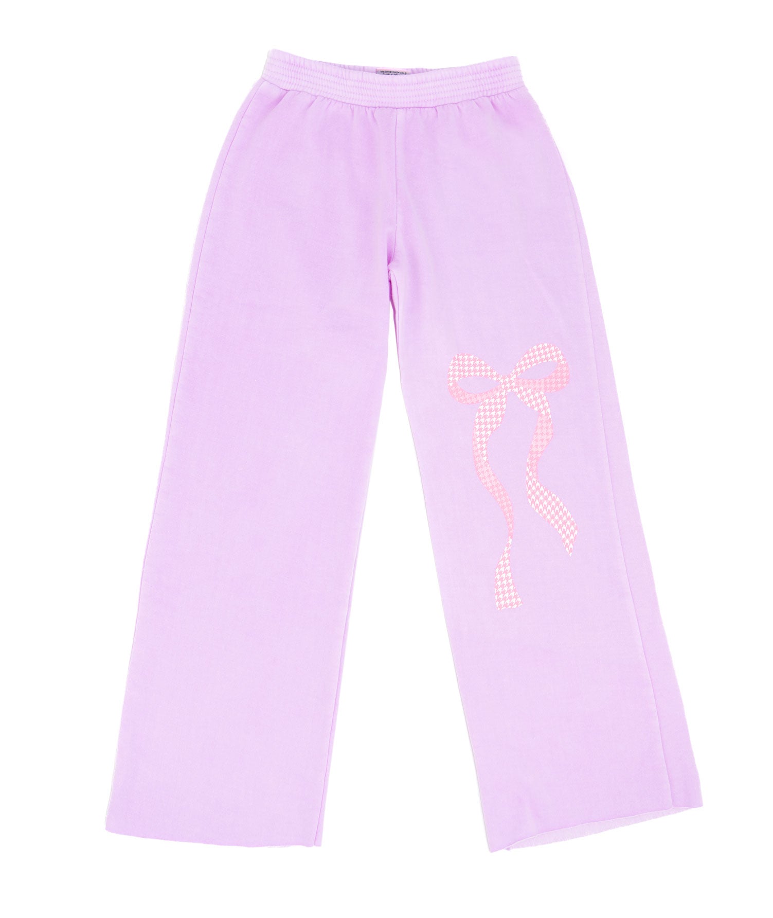 Firehouse Girls Collette Pink Gingham Long Bow Wide Leg Sweatpants Grape Girls Casual Bottoms Firehouse Grape Y/4