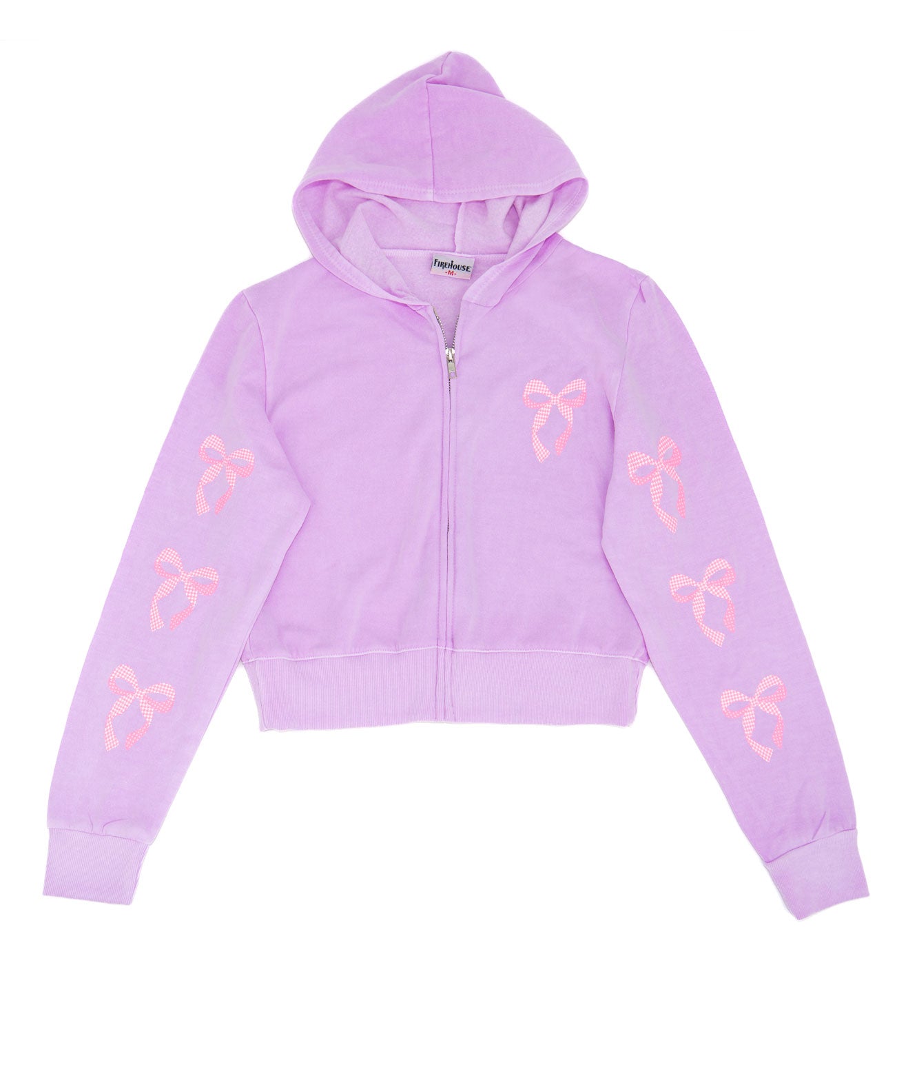 Firehouse Girls Collette Pink Gingham Bow Zip Hoodie Grape Girls Casual Tops Firehouse Grape Y/4