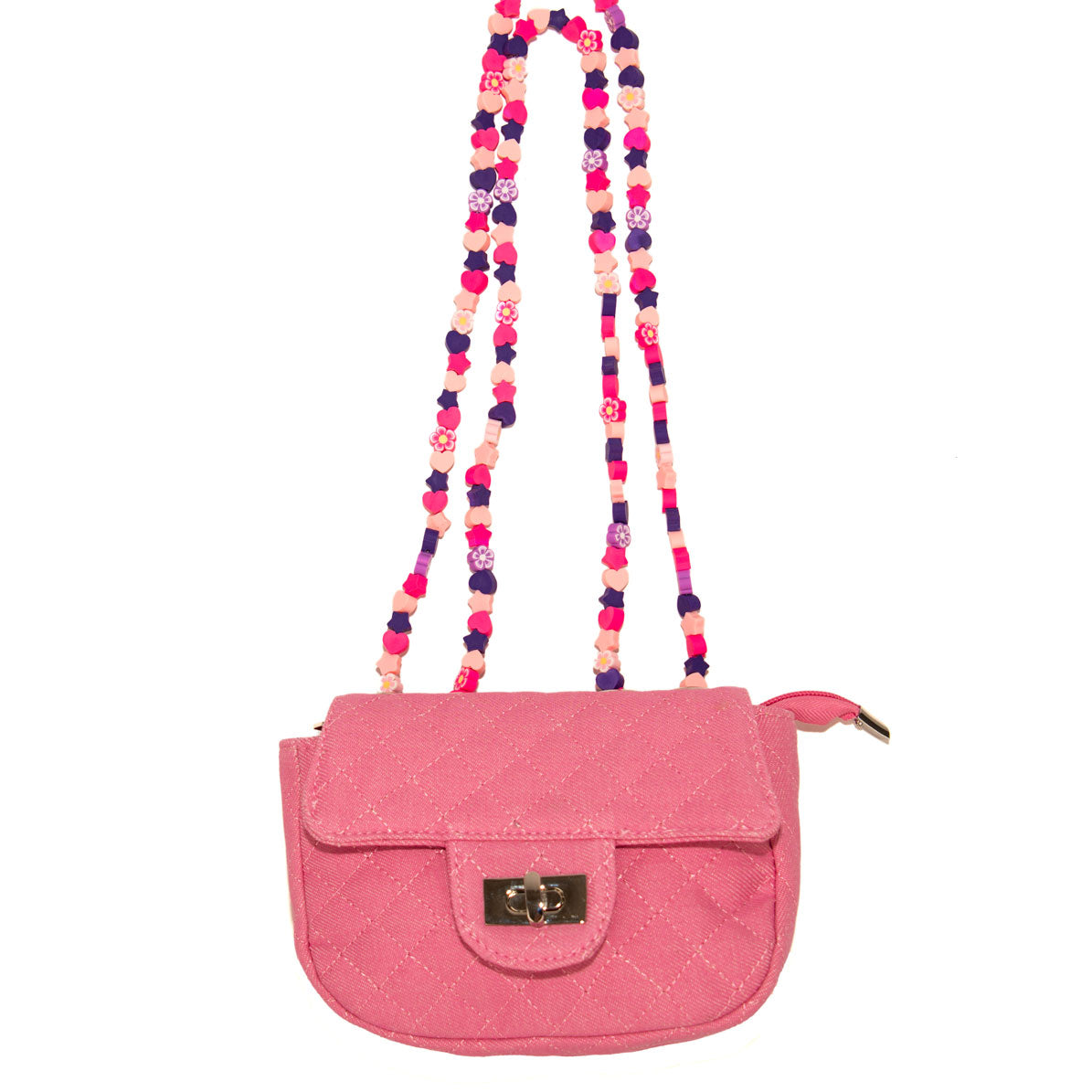 Bari Lynn Bag Pink Denim Charm Strap Accessories Bari Lynn Pink