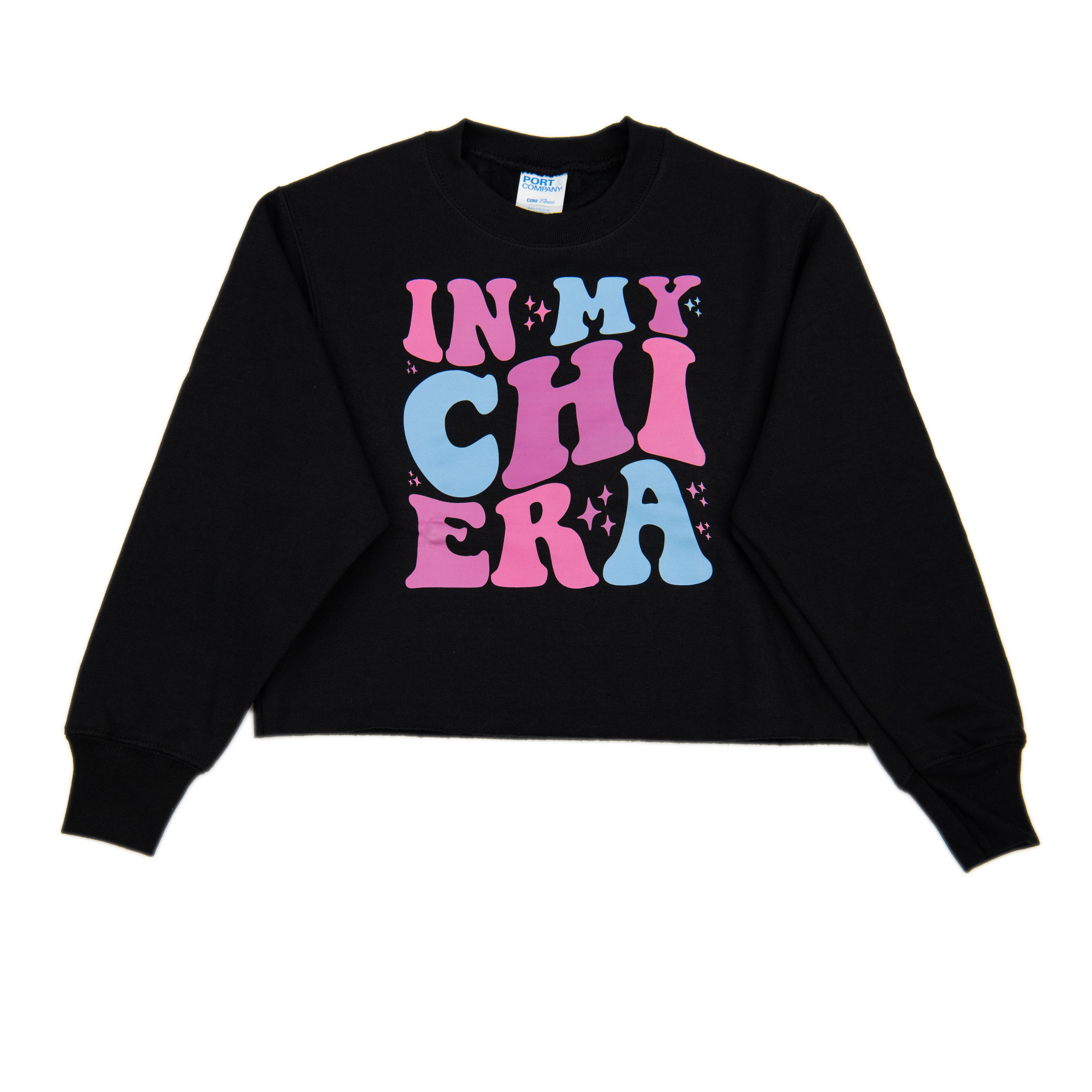 Girls Camp Chi Era Black Cropped Camp Sweatshirt Distressed/seasonal girls Frankie's Exclusives Black Y/S (6/8)