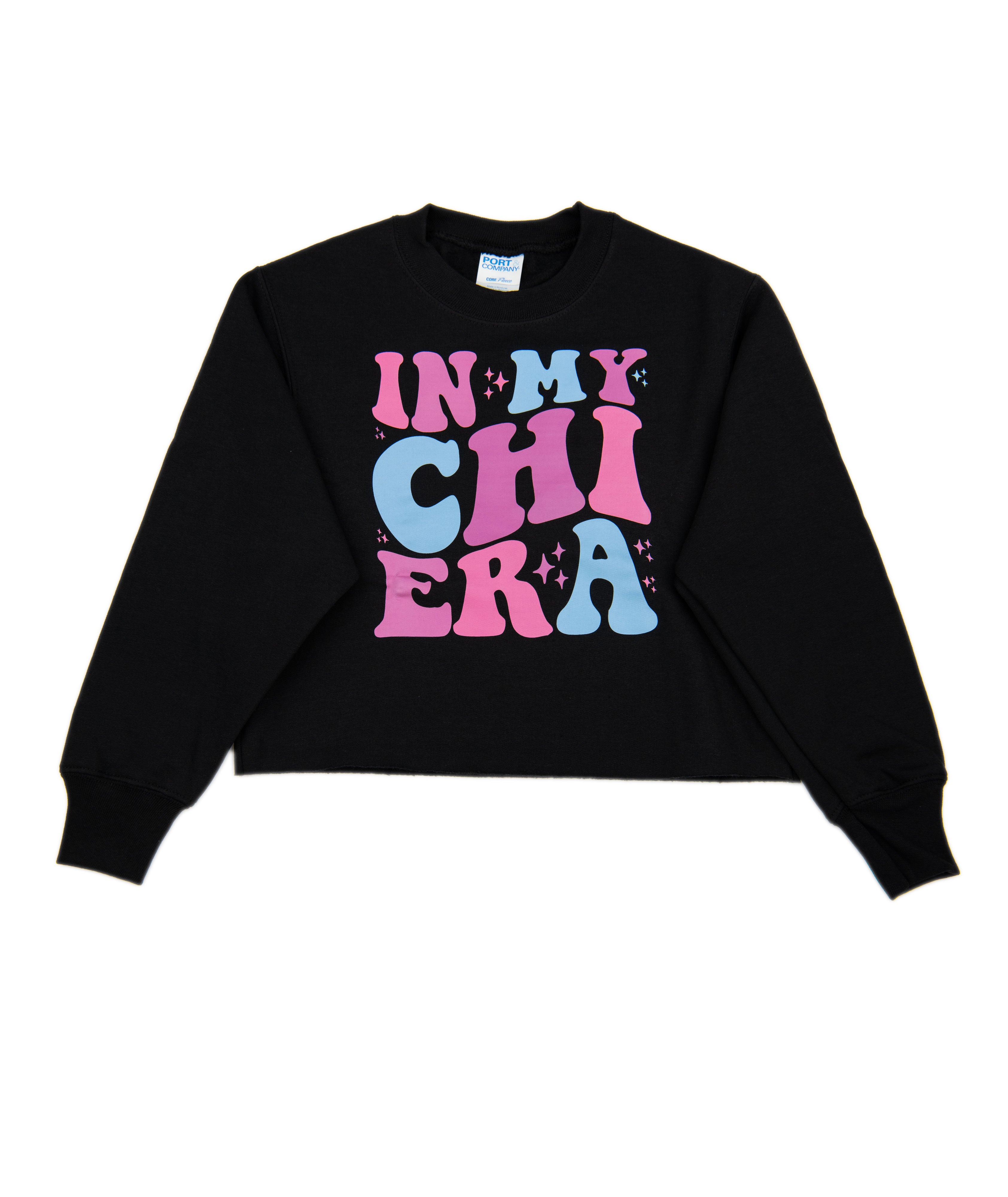 Girls Camp Chi Era Black Cropped Camp Sweatshirt Distressed/seasonal girls Frankie's Exclusives Black Y/S (6/8)