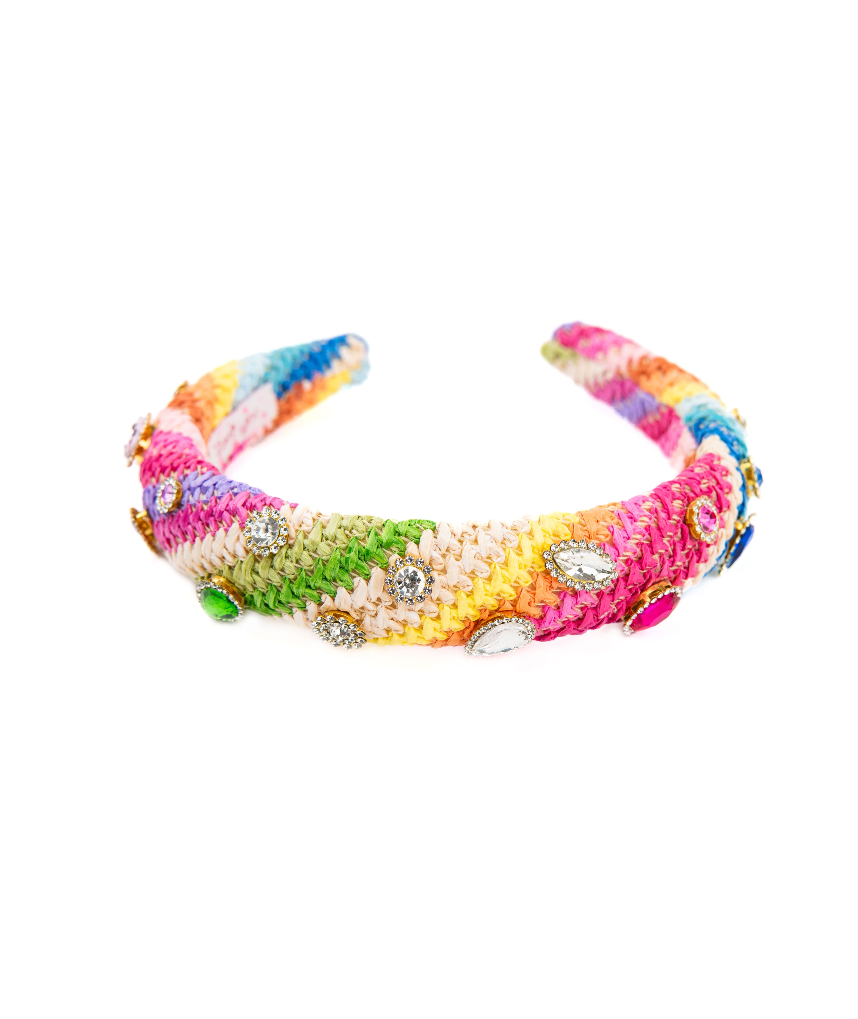 Bari Lynn Knot Headband Zig Zag Raffia With Stones Accessories Bari Lynn Multi One Size Fits Most (Y/7-Y/14)