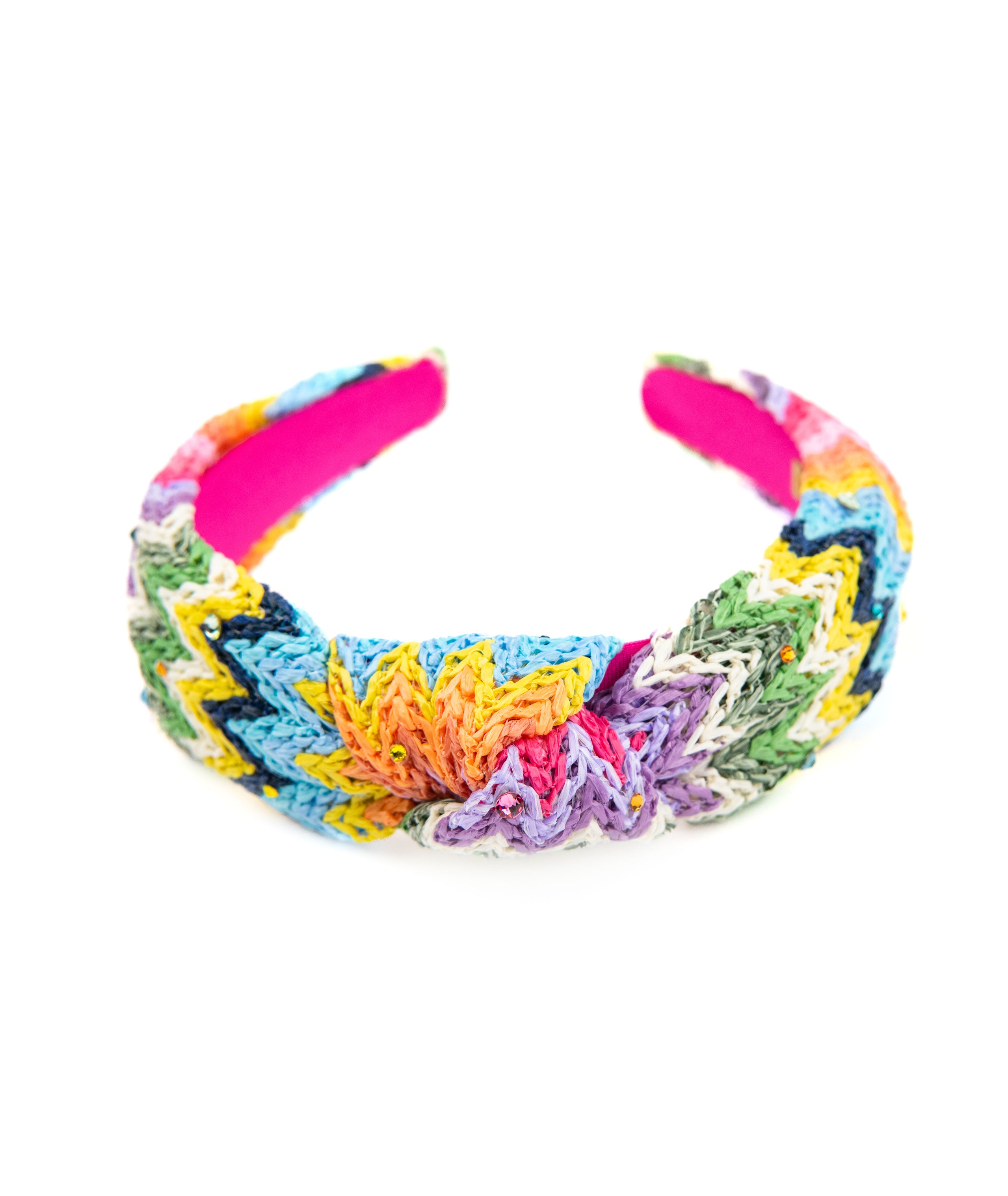 Bari Lynn Headband Raffia With Jewels Accessories Bari Lynn Multi One Size Fits Most (Y/7-Y/14)