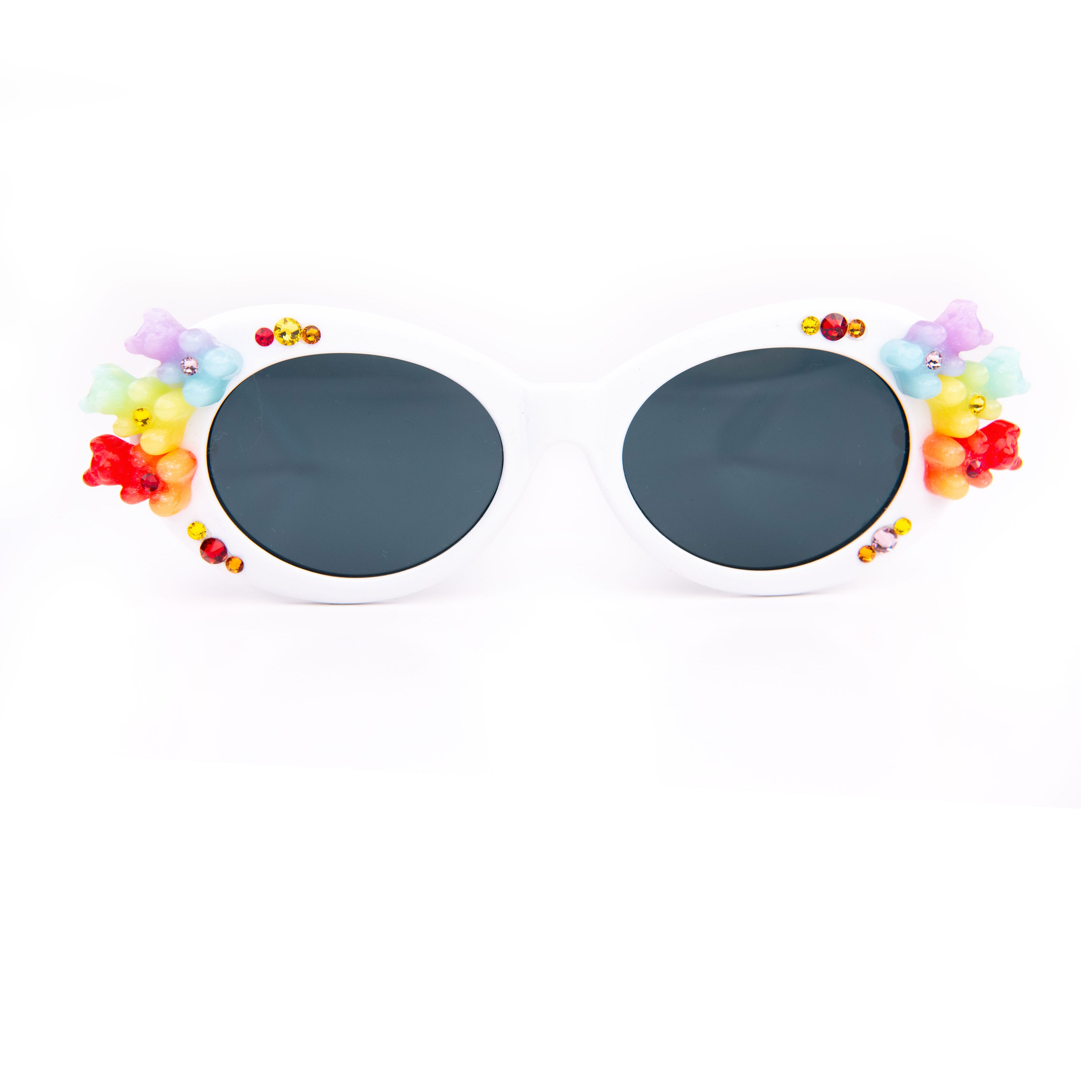 Bari Lynn Gummy Sunnies With Stones Accessories Bari Lynn White One Size Fits Most (Y/7-Y/14)
