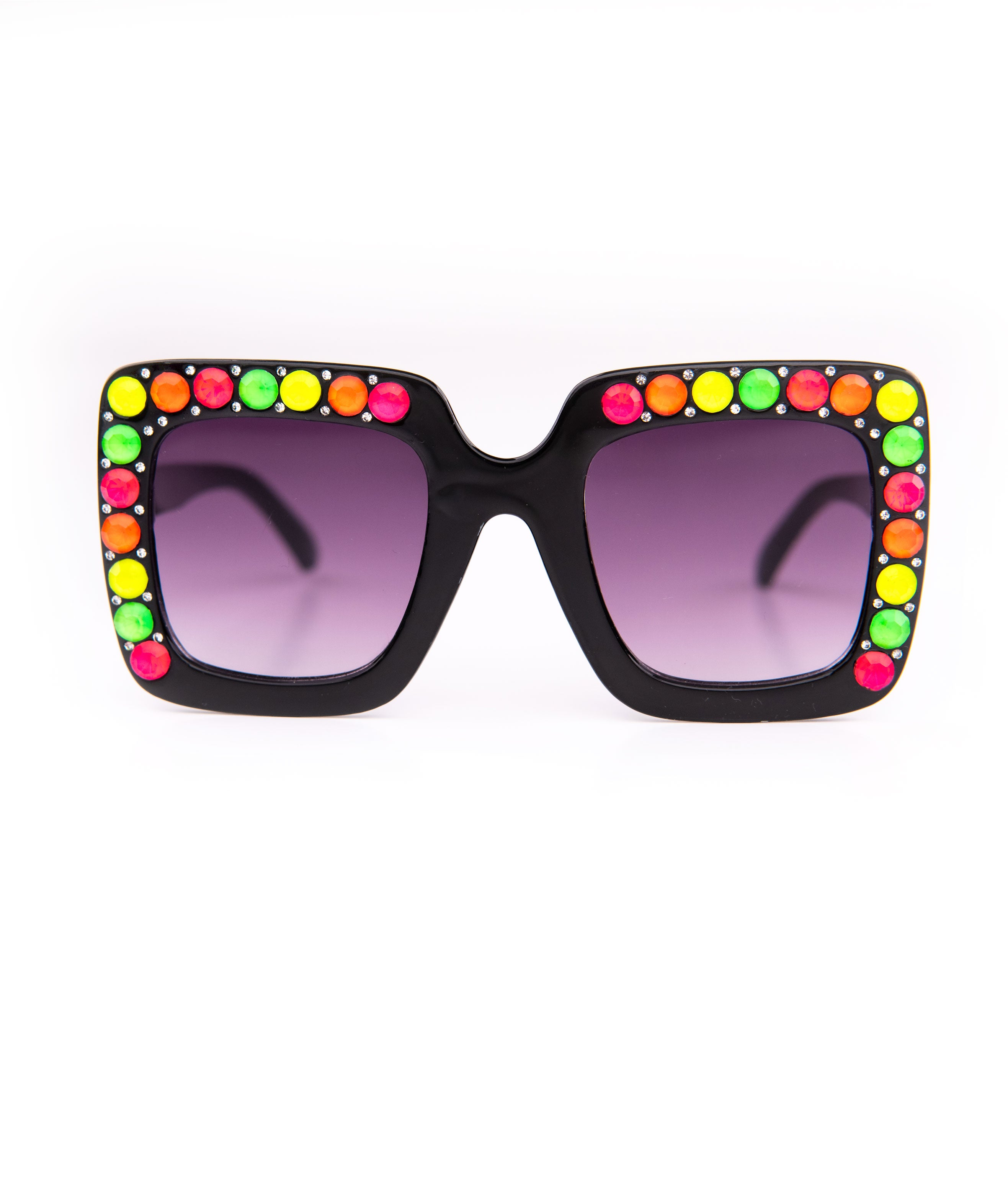 Bari Lynn Neon Crystallized Square Sunnies Distressed/seasonal accessories Bari Lynn Black One Size Fits Most (Y/7-Y/14)