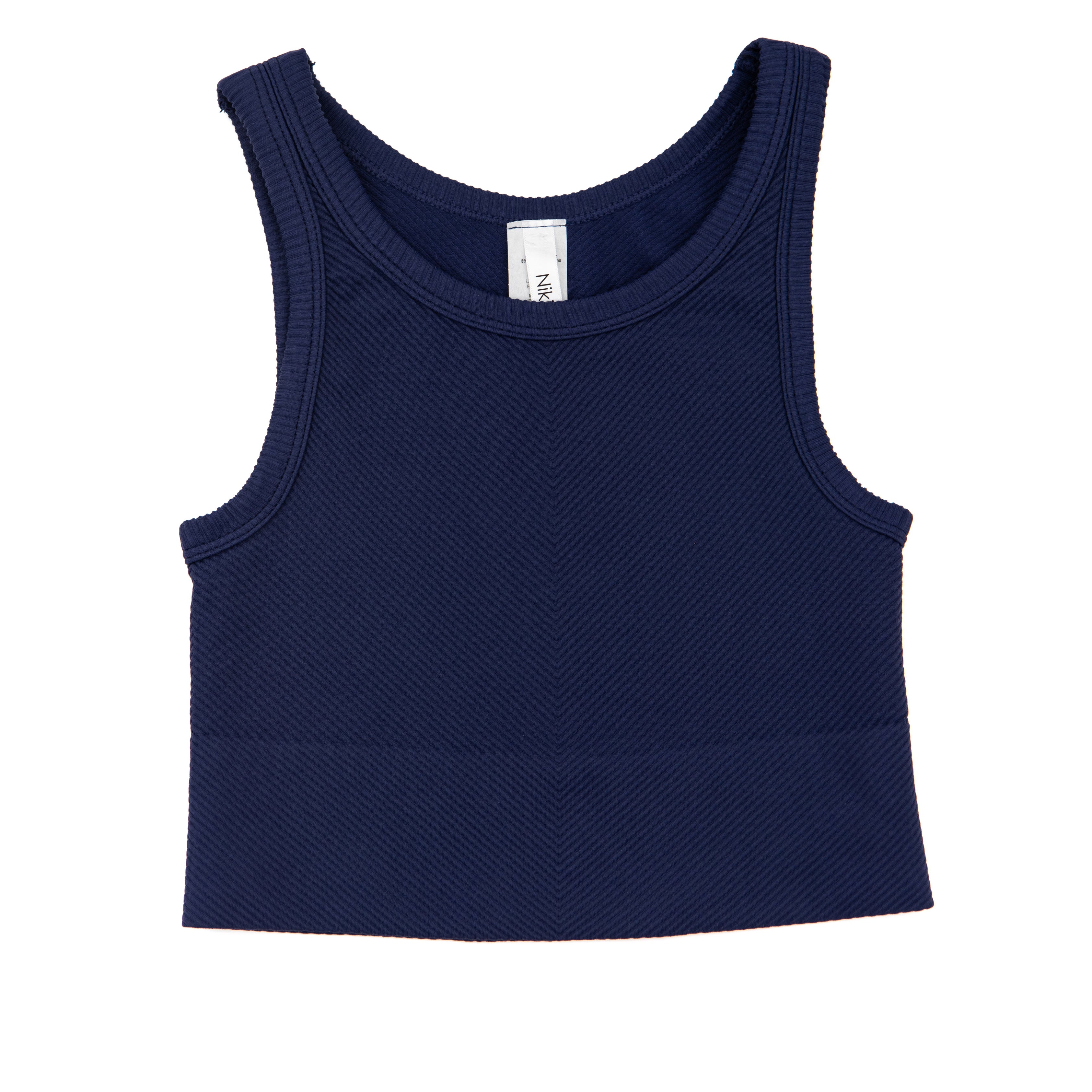 Sawyer Chevron Highneck Crop Top Women Womens Casual Tops Niki Biki Juniors/Women One Size Navy